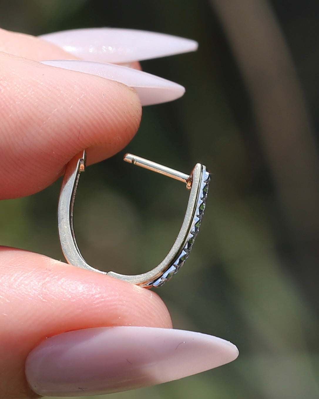 Mixed Metal Natural Diamond Huggies, 10ct Yellow and White Gold, 16 x 3.4mm, 2.45g
