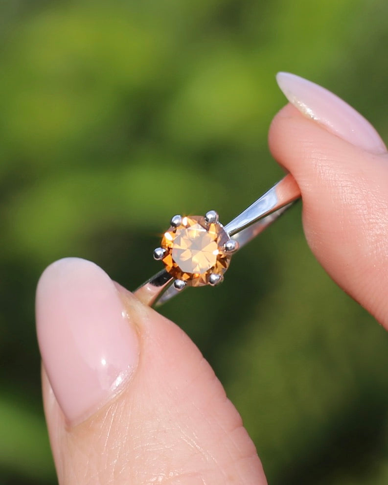 1.9ct Australian Zircon Solitaire, 6 claw set Sterling Silver, size P1/2 or 8, 3.0g