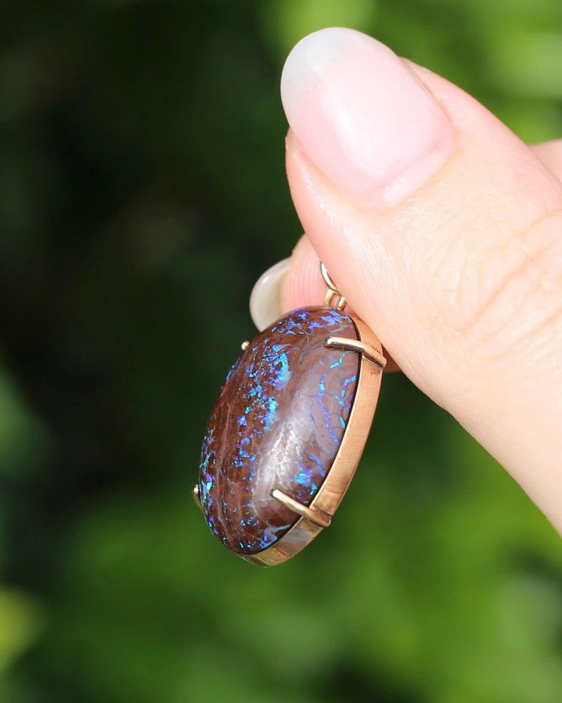 Australian Boulder Opal Pendant, 9ct Yellow Gold, 5.41g