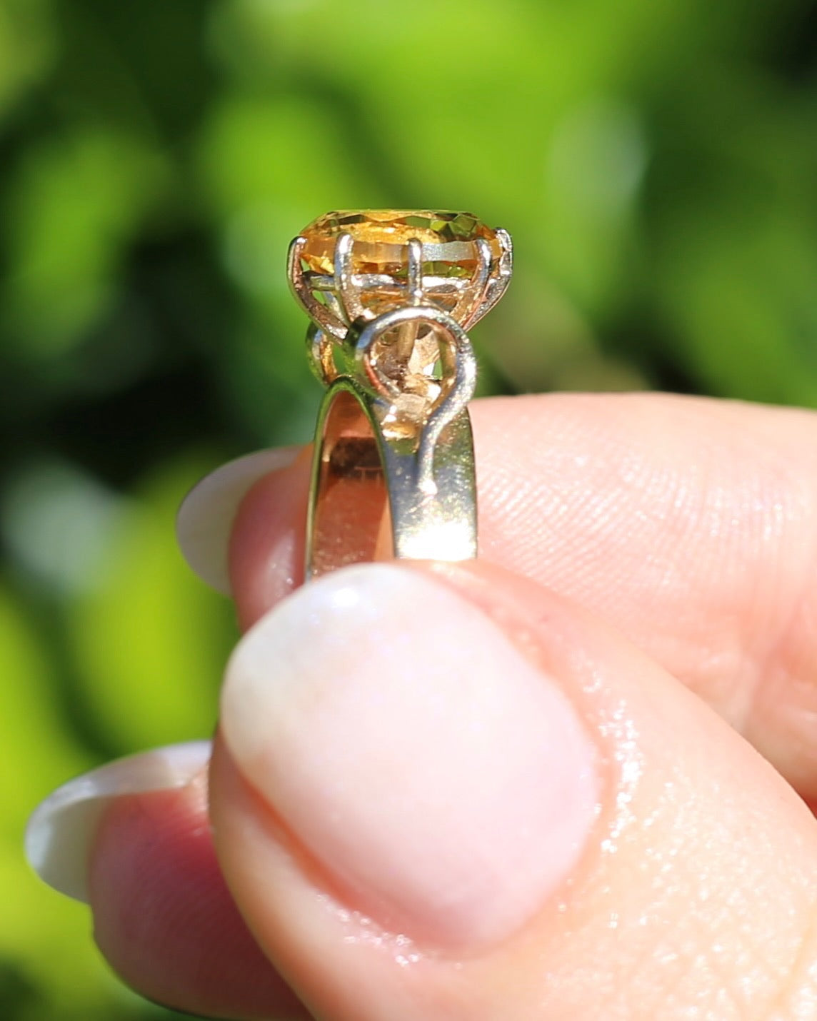 Vintage Hand Cut Oval Citrine Ring, 9ct Yellow Gold, size P or 7.5