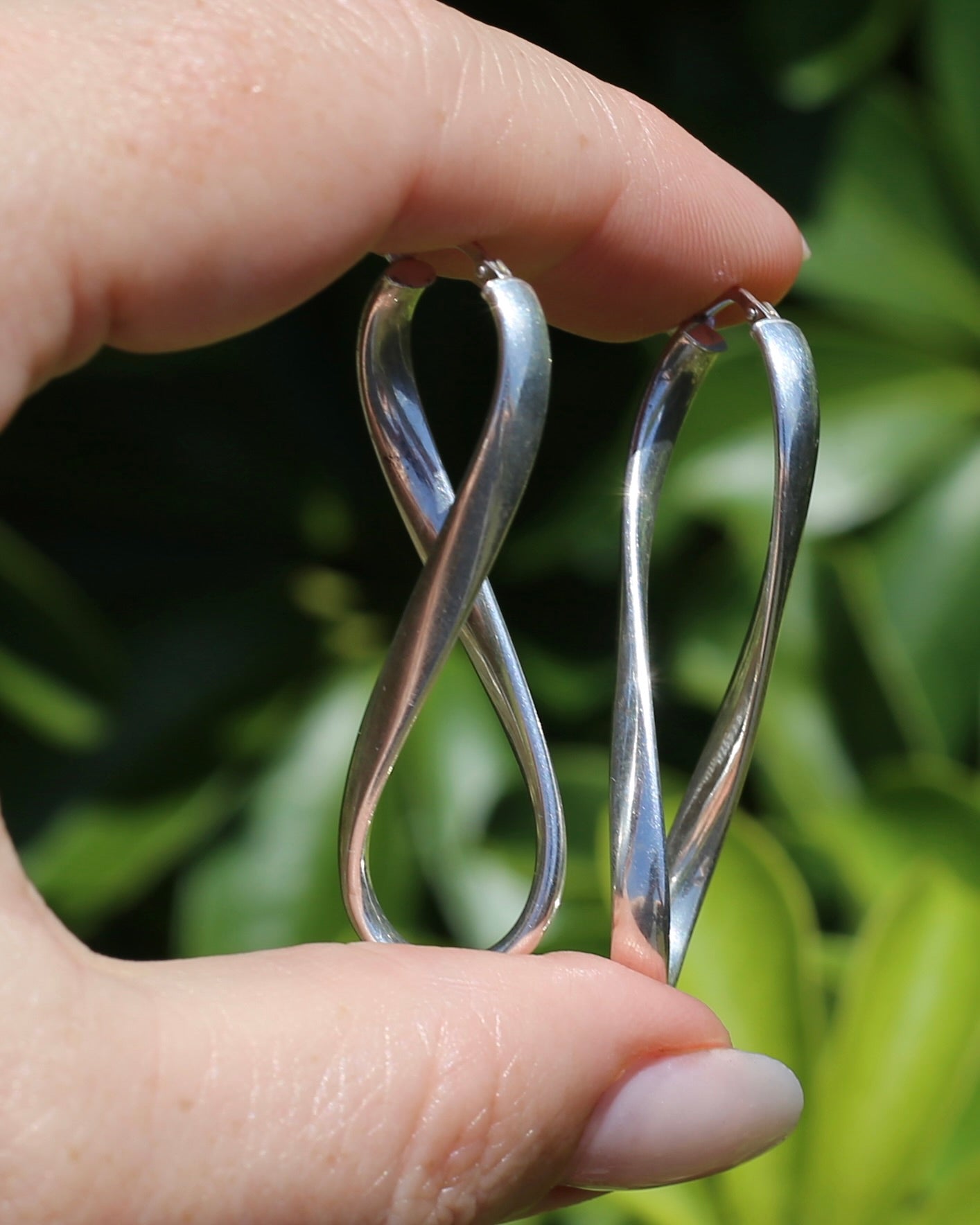 Italian Made Silver Hollow Infinity Hoop Earrings, Sterling Silver, 4.3g