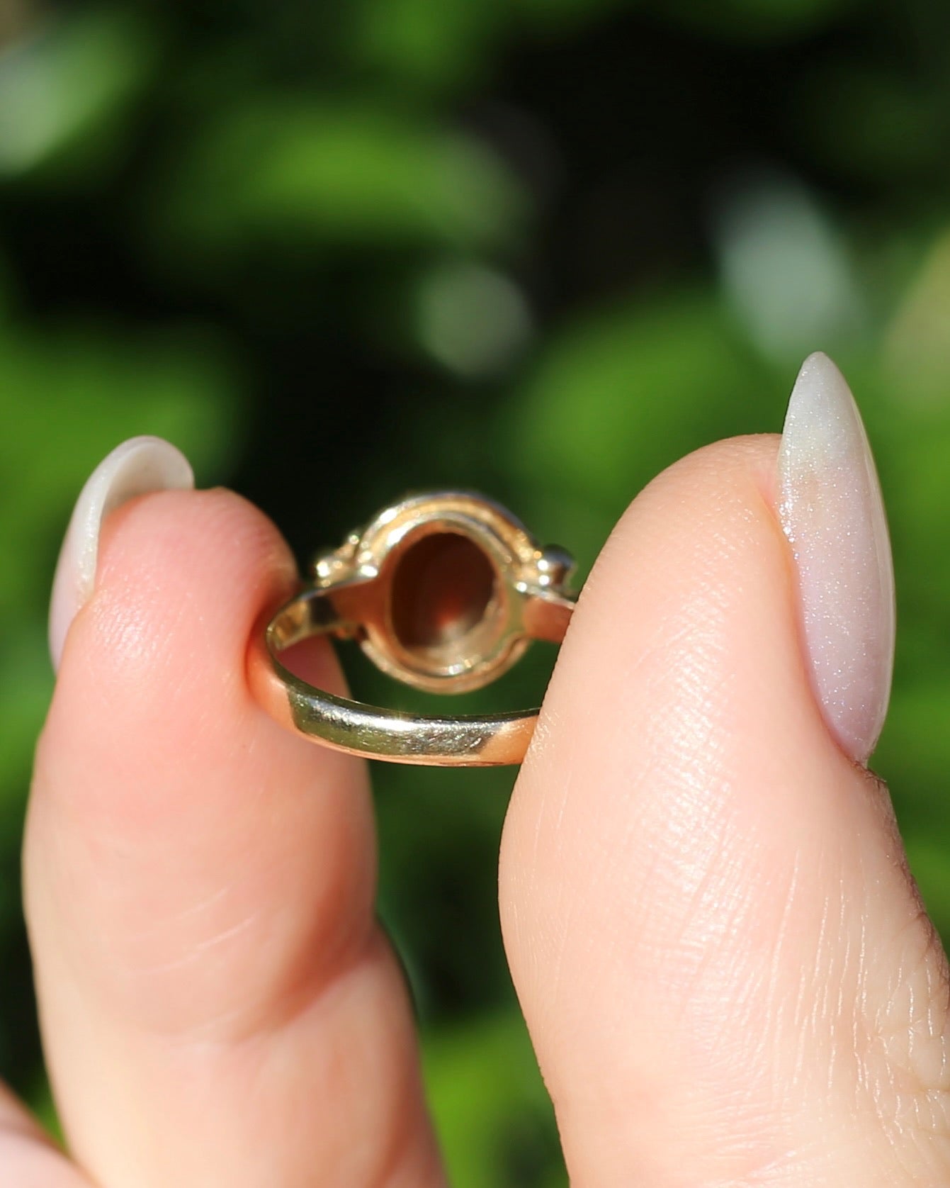 Bezel Set Carnelian Cabochon Signet Type Ring, 9ct Yellow Gold, size I1/2 or 4.5