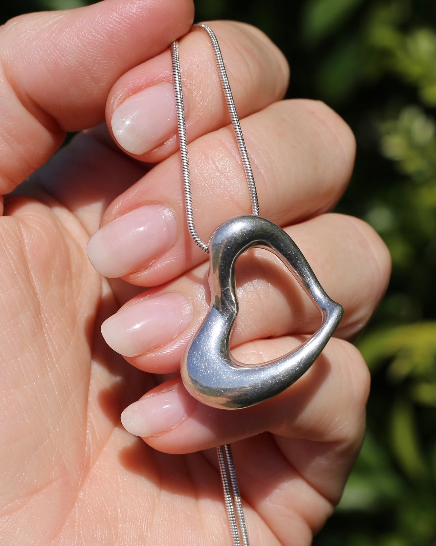 Chunky Heart Slider Pendant on Silver Snake Chain, 16.28g