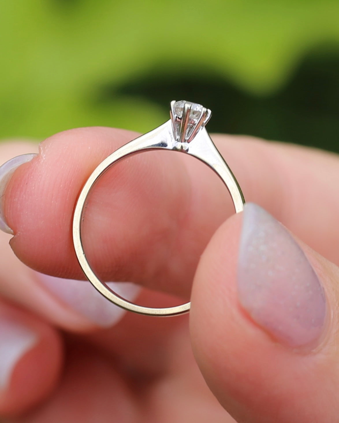 0.25ct Natural Diamond Solitaire, 18ct White Gold, 6 Claw, size L or 5.75, 2.09g