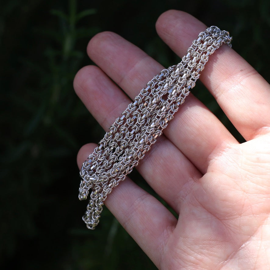 Sterling Silver Byzantine Chain Necklace, 60cm or 23.5 inches