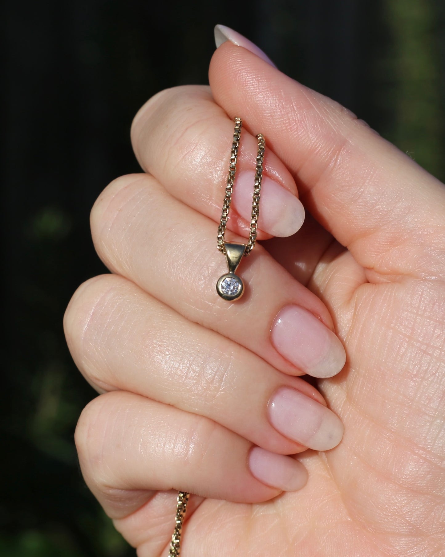 Vintage 0.2ct Natural Diamond Bezel Set Pendant, 9ct Yellow Gold, 0.45g