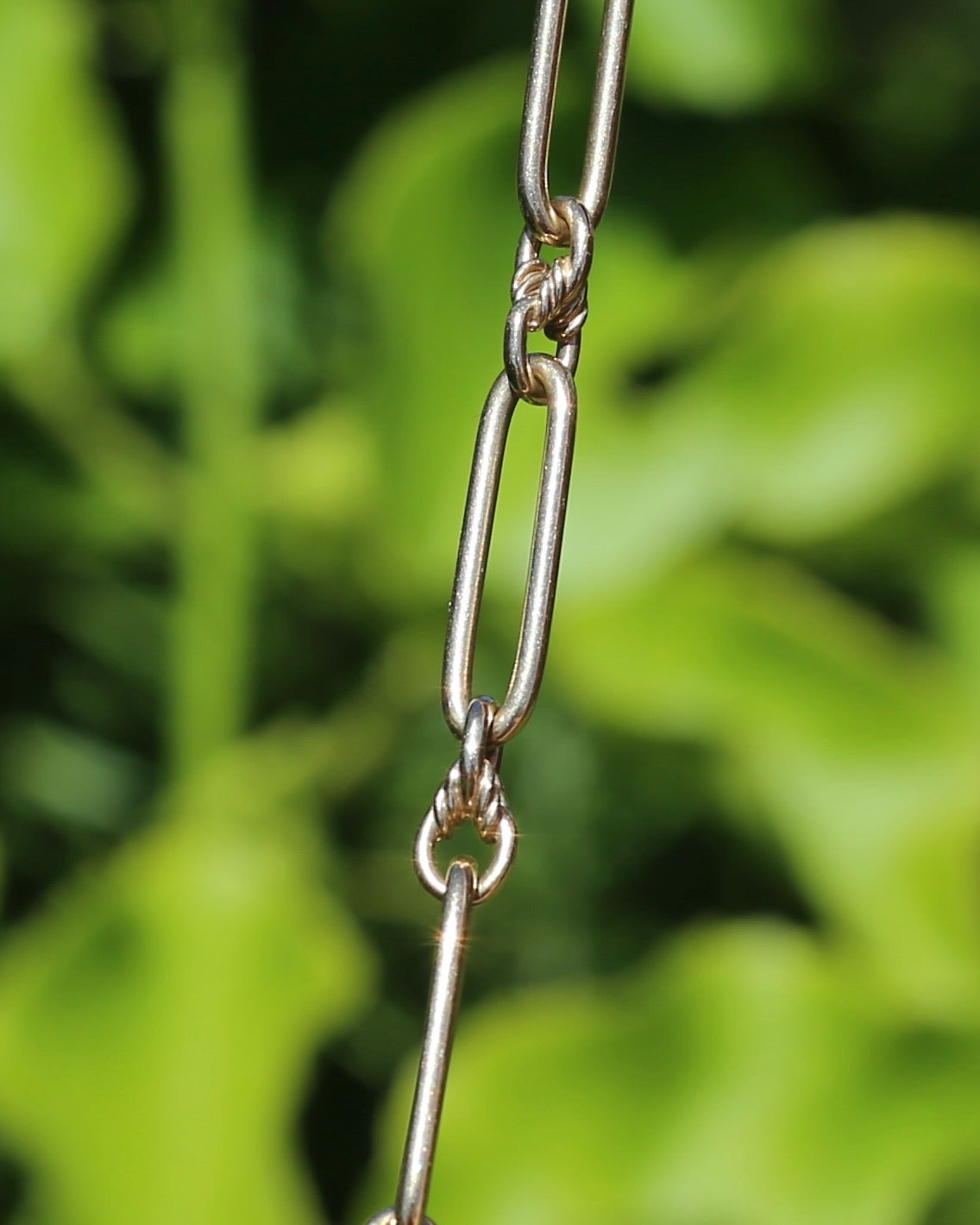 Vintique Trombone and Love Link Chain Single Albert Clasp, 9ct Gold, 51cm or 20 inches, 22.5g