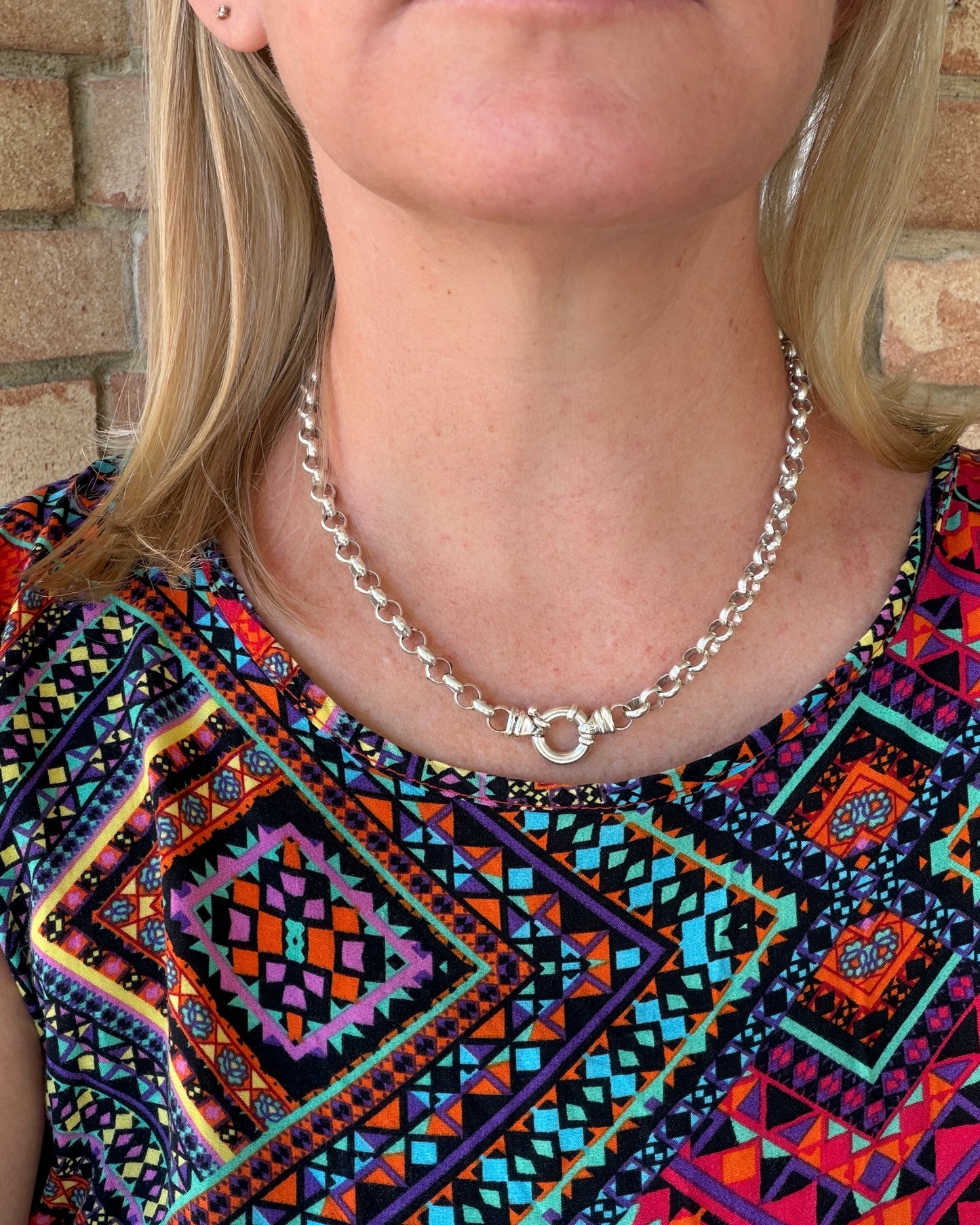Chunky Silver Belcher Chain With Italian Bolt Clasp and large finals, 45.5cm or 18 inches, 36.9g