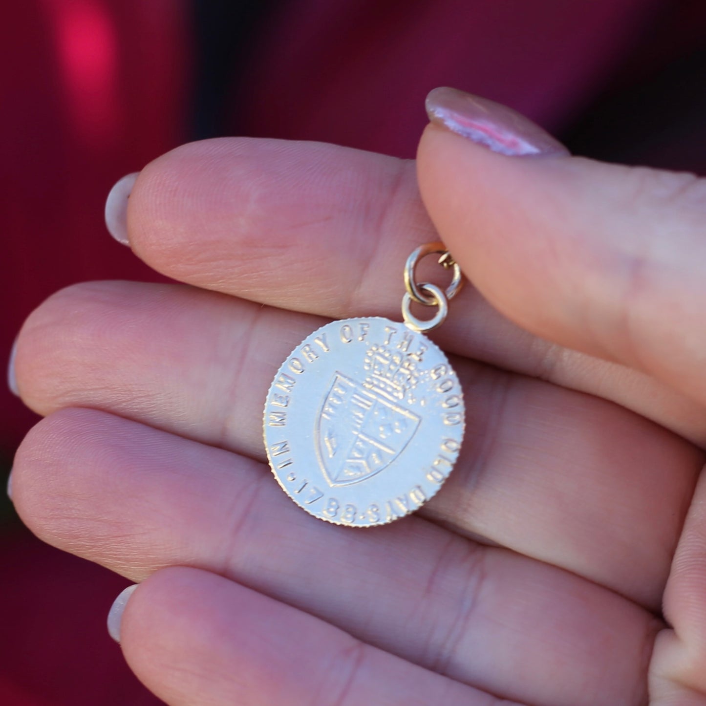 In Memory of the Good Old Days 1788 Gambling Token Pendant - King George III Reverse, Silver and 9ct Gold