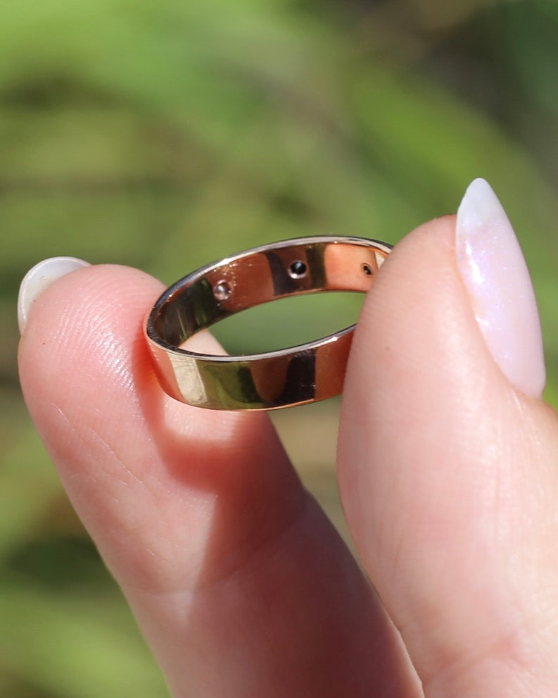 Black and Champagne Set Diamond Band, 9ct Rose Gold, size 8.5 or just over Q1/2 - fits more like a Q or just under 8.25, 3.0g