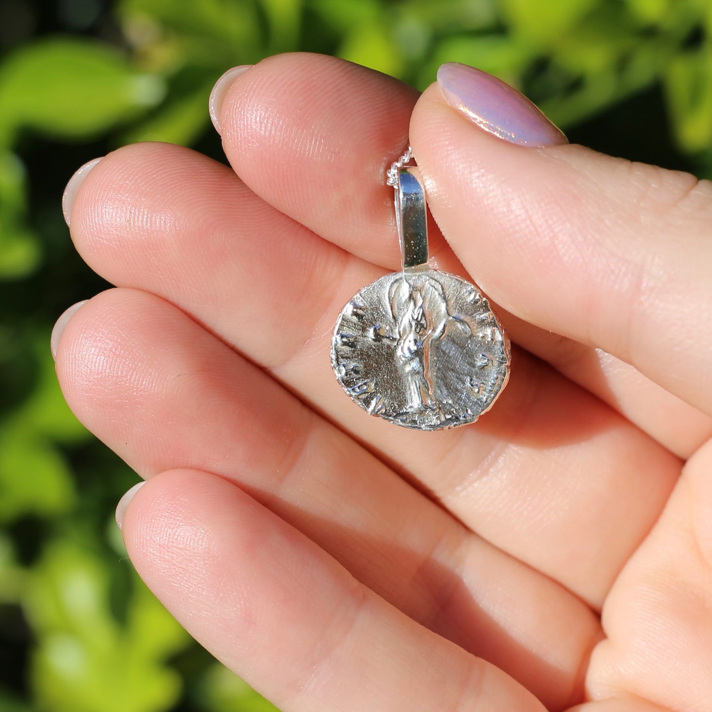 Eternity Pendant - Roman Goddess Aeternitas or Providentia, Cast From a 141-161AD Silver Denarius, avail in  Silver and Gold