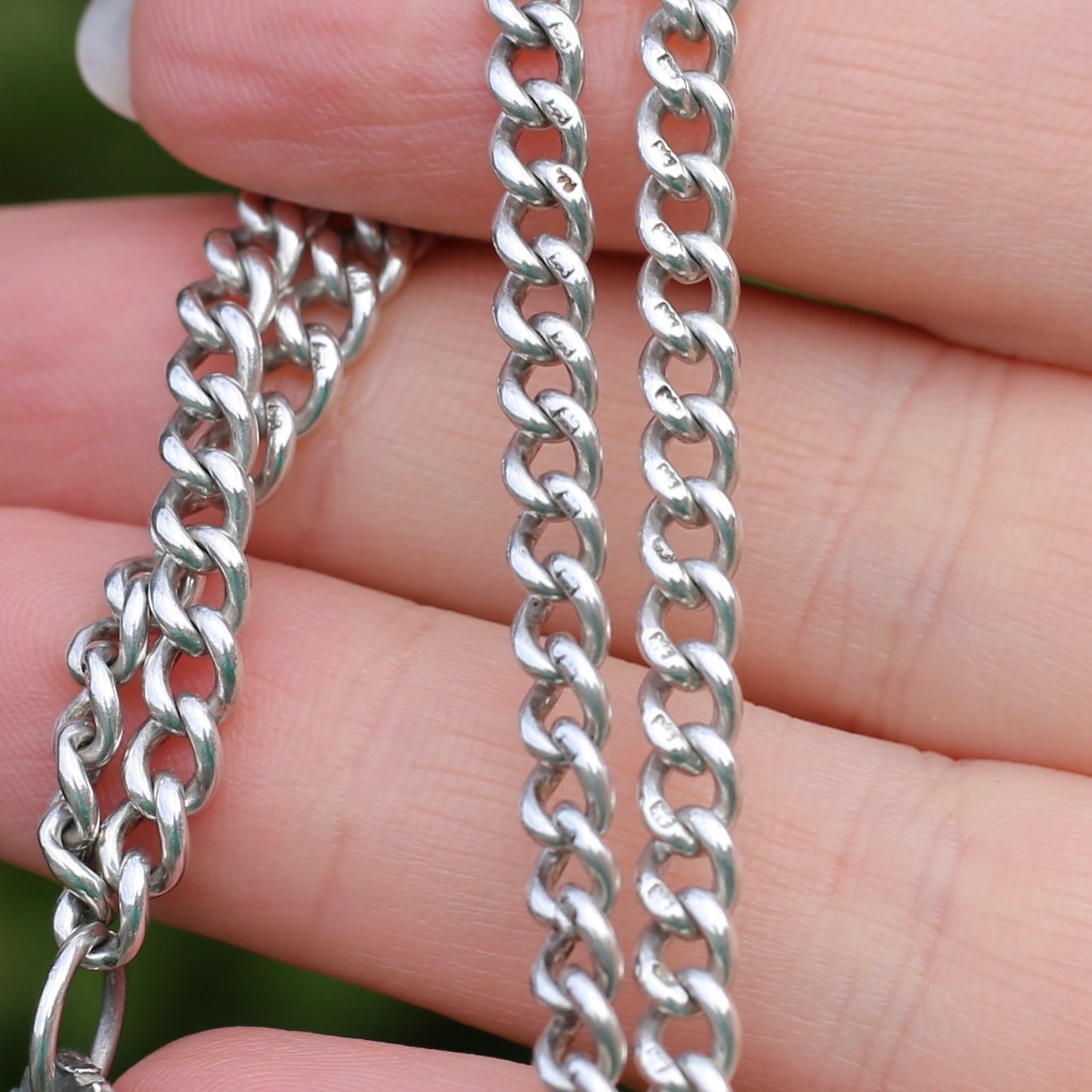 Antique Silver Watch Chain 1925 with 1896-97 Fob, 42cm, 29.8g