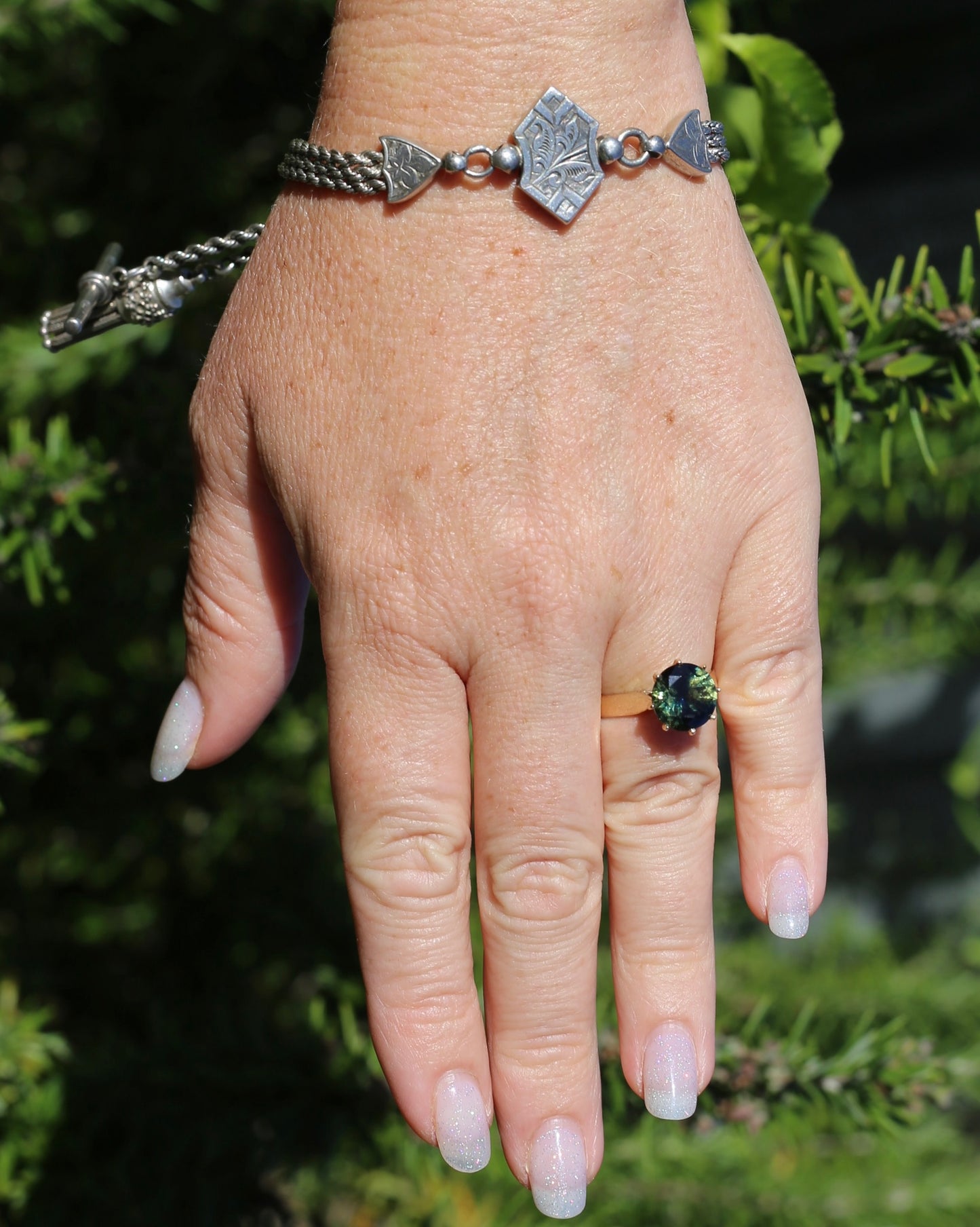 Amazing 1884 Silver Albertina with T-bar and Tassel, 19.5cm or just over 7.5 inches to jump ring, 20.4g