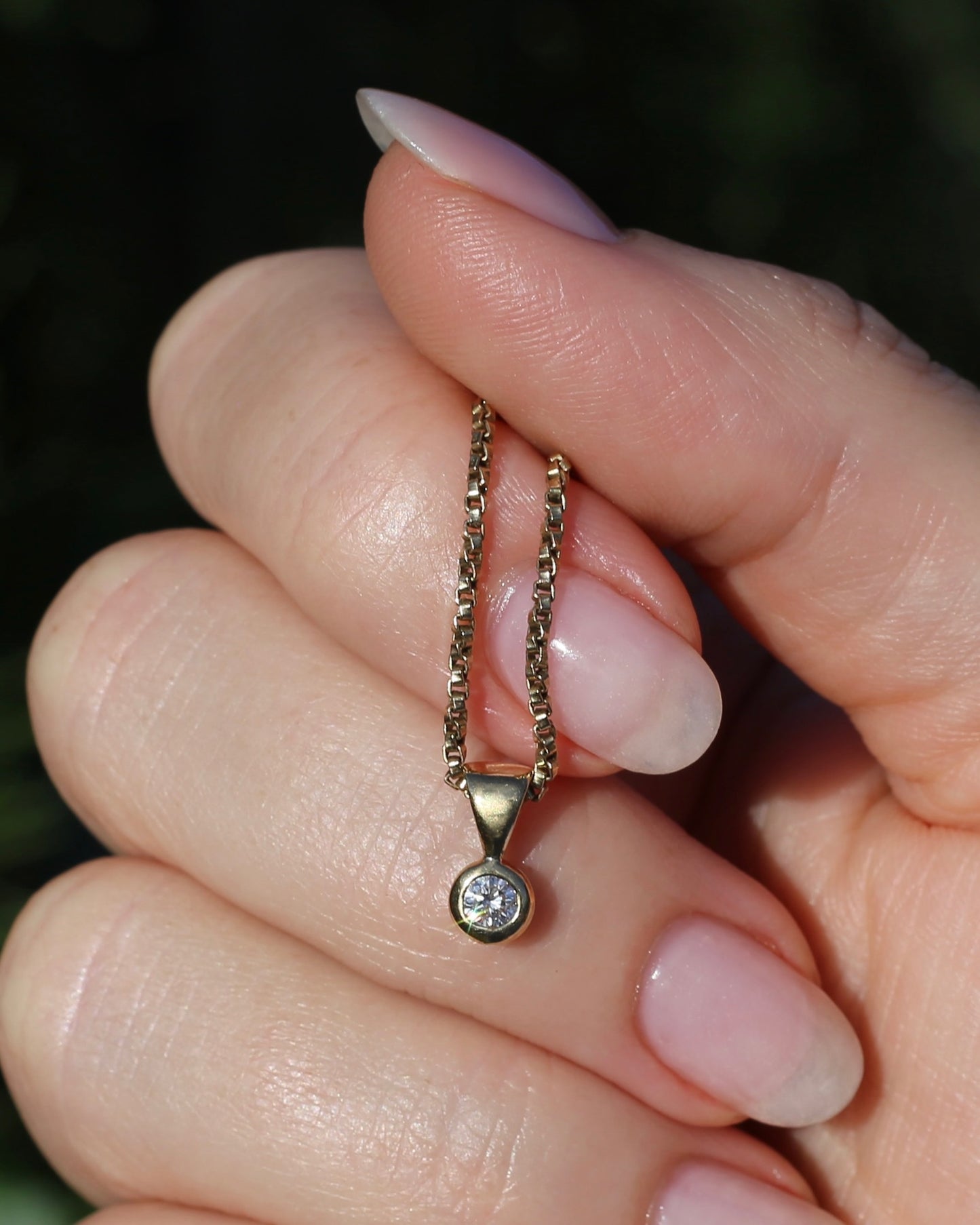 Vintage 0.2ct Natural Diamond Bezel Set Pendant, 9ct Yellow Gold, 0.45g