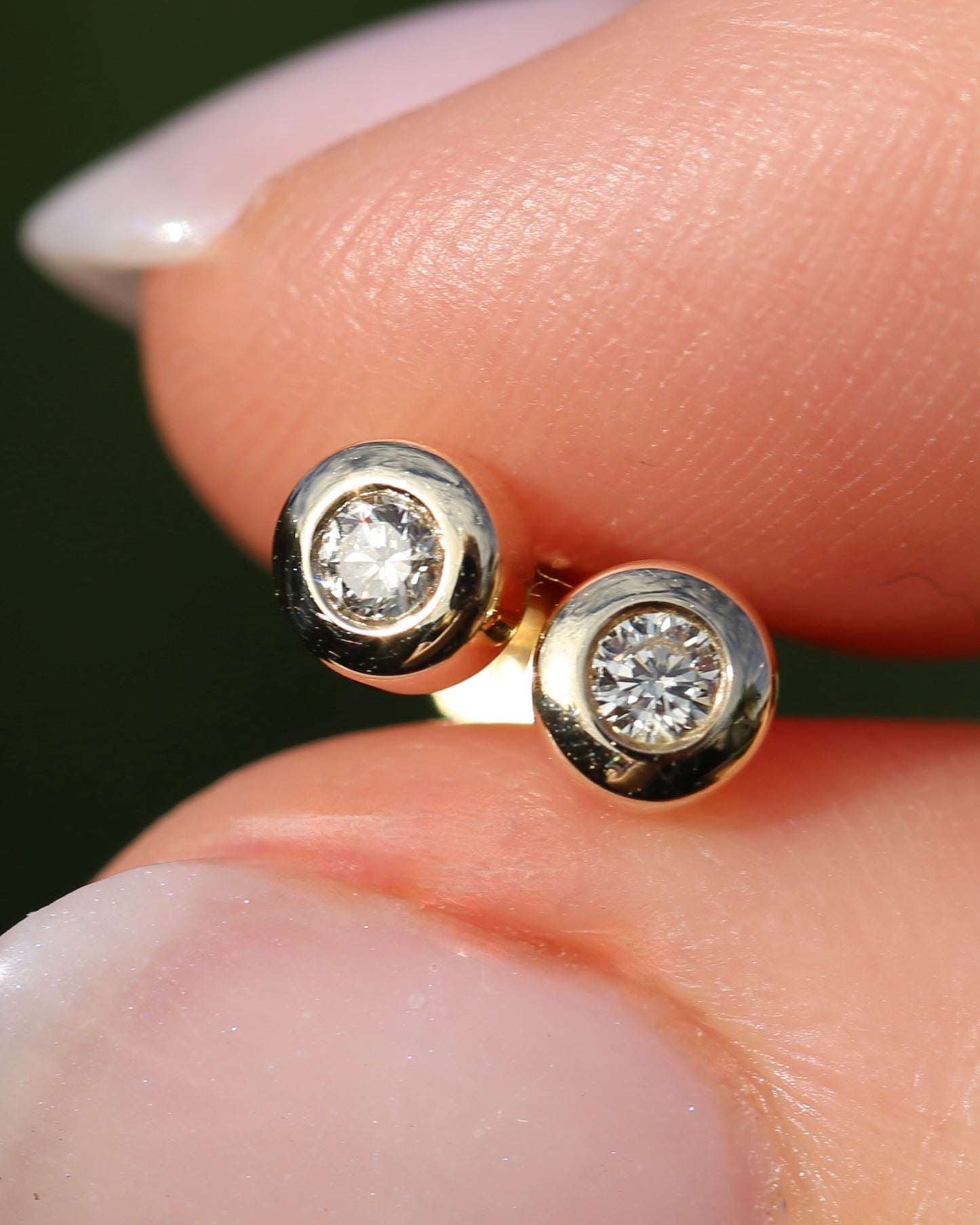 0.15ct Bezel Set Natural Diamond Studs, 9ct Yellow Gold, 0.85g