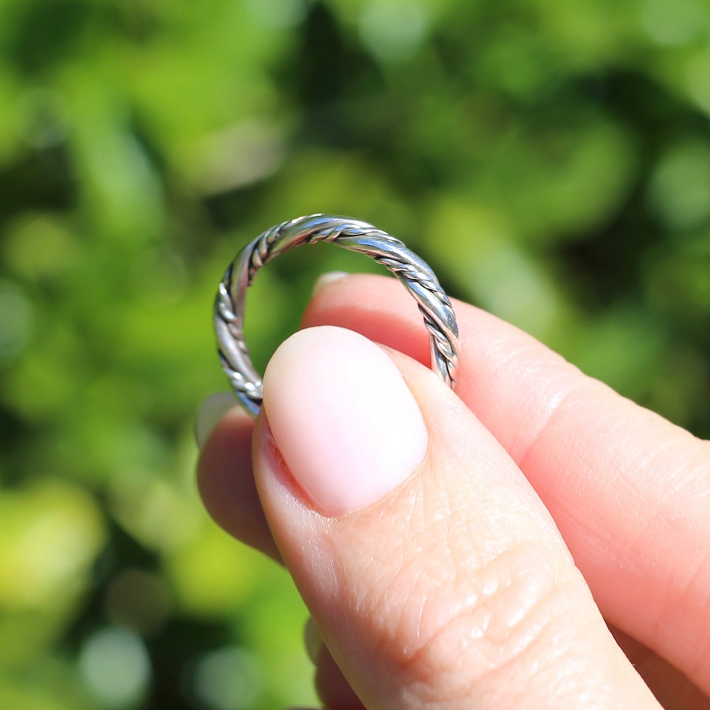 Twisted Rope Ring, Sterling Silver, size O or 7.25