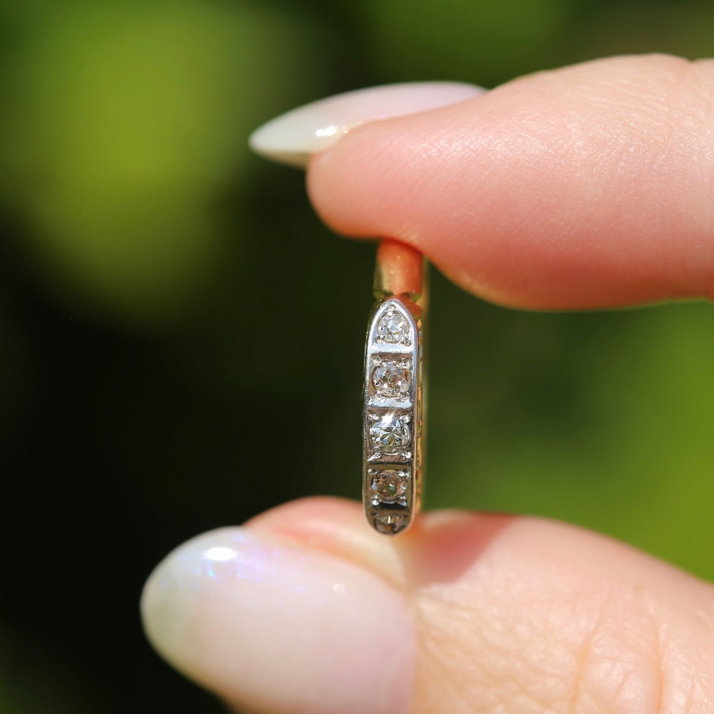 1930s Old Cut 5 Stone Diamond Ring, Platinum and 18ct Yellow Gold, size L or 5.75