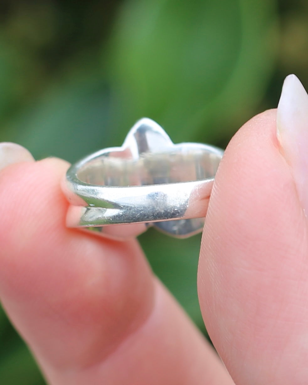 Chunky Vintage Silver Star Ring, Sterling Silver, size L or 5.75, 9.78g