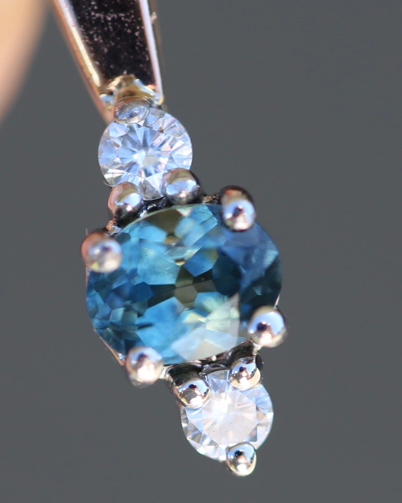 Vintage 0.55ct Parti Sapphire and 0.11ct Diamond Trilogy Pendant, 1.00g