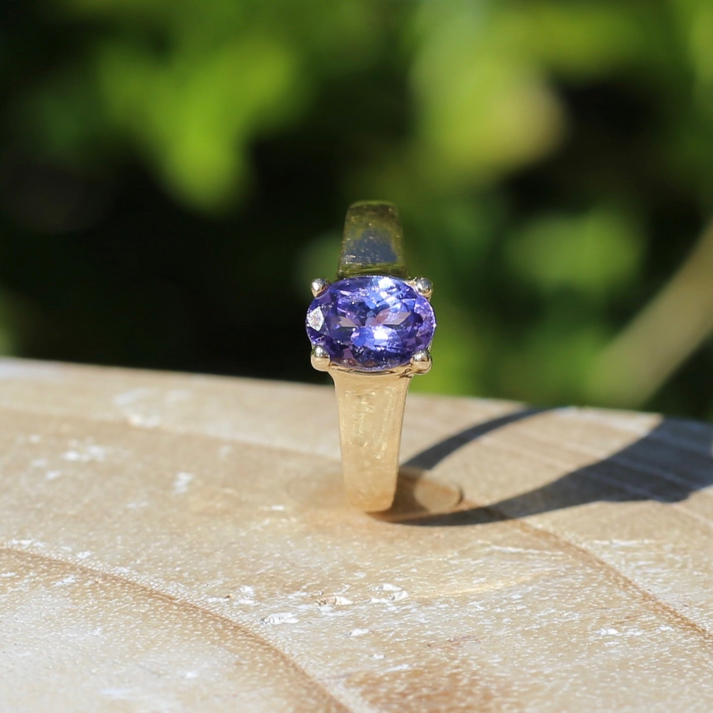 1.25ct Oval Tanzanite Ring, 14ct Yellow Gold, size N or just over 6.5