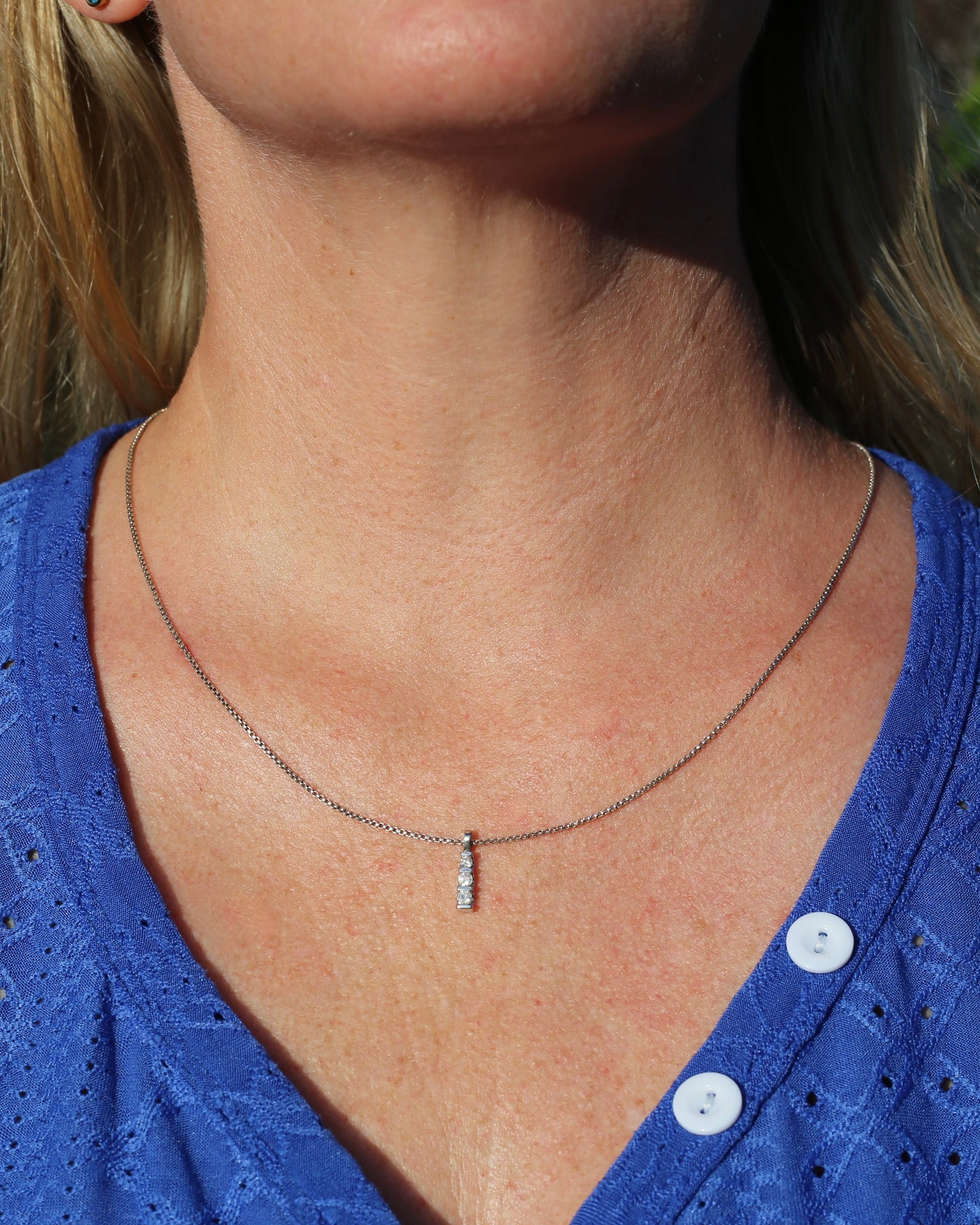 Second Glance - 0.2ct Natural Diamond Trilogy Pendant, 9ct White Gold, 0.87g
