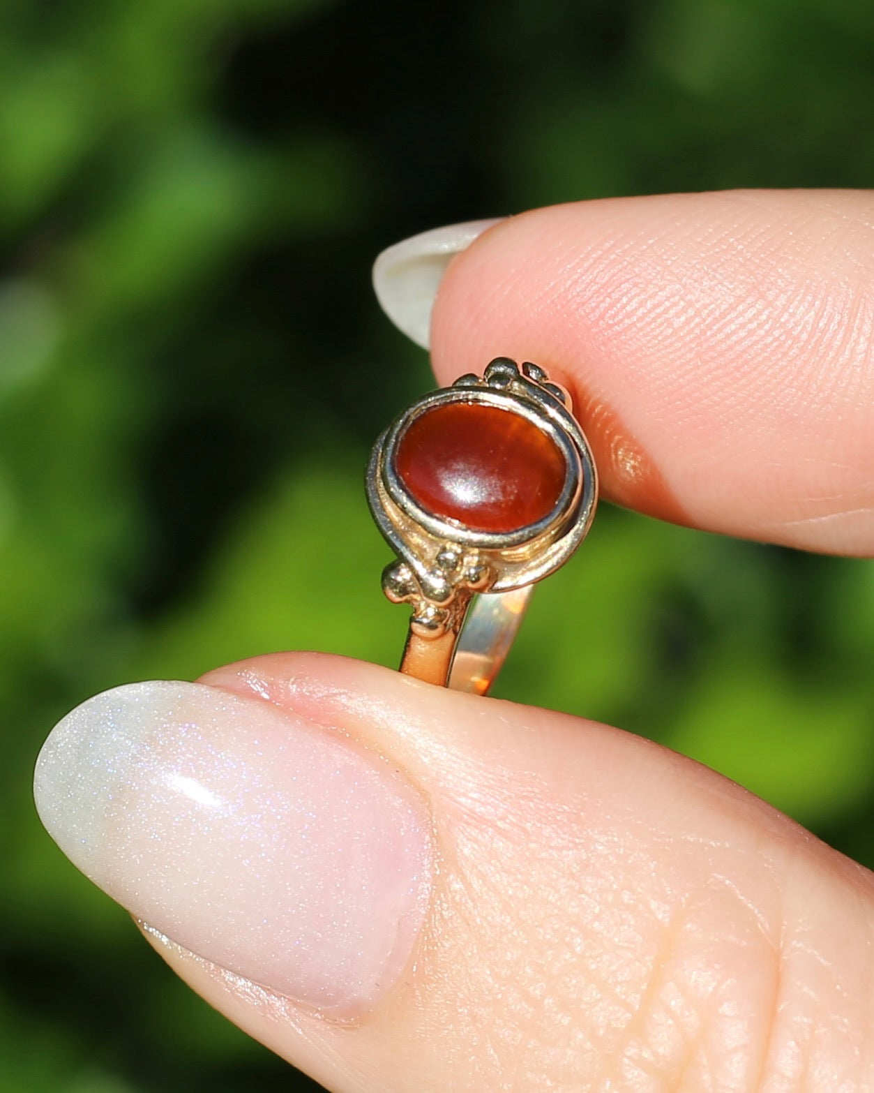 Bezel Set Carnelian Cabochon Signet Type Ring, 9ct Yellow Gold, size I1/2 or 4.5