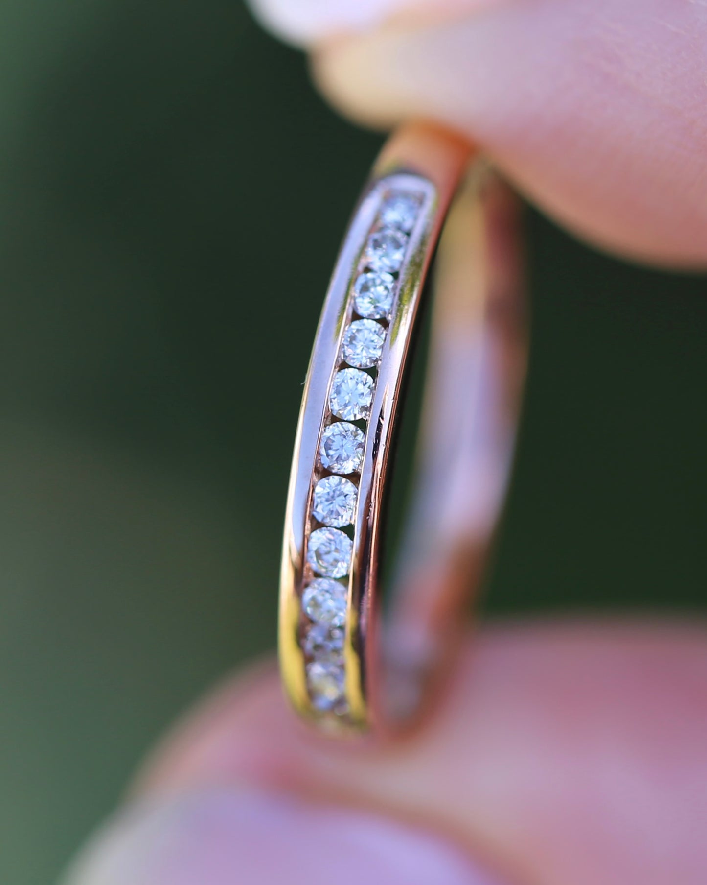 0.3ct Channel Set Natural Diamond Band, 9ct Rose Gold, size 7.25 or just over O, 1.6g