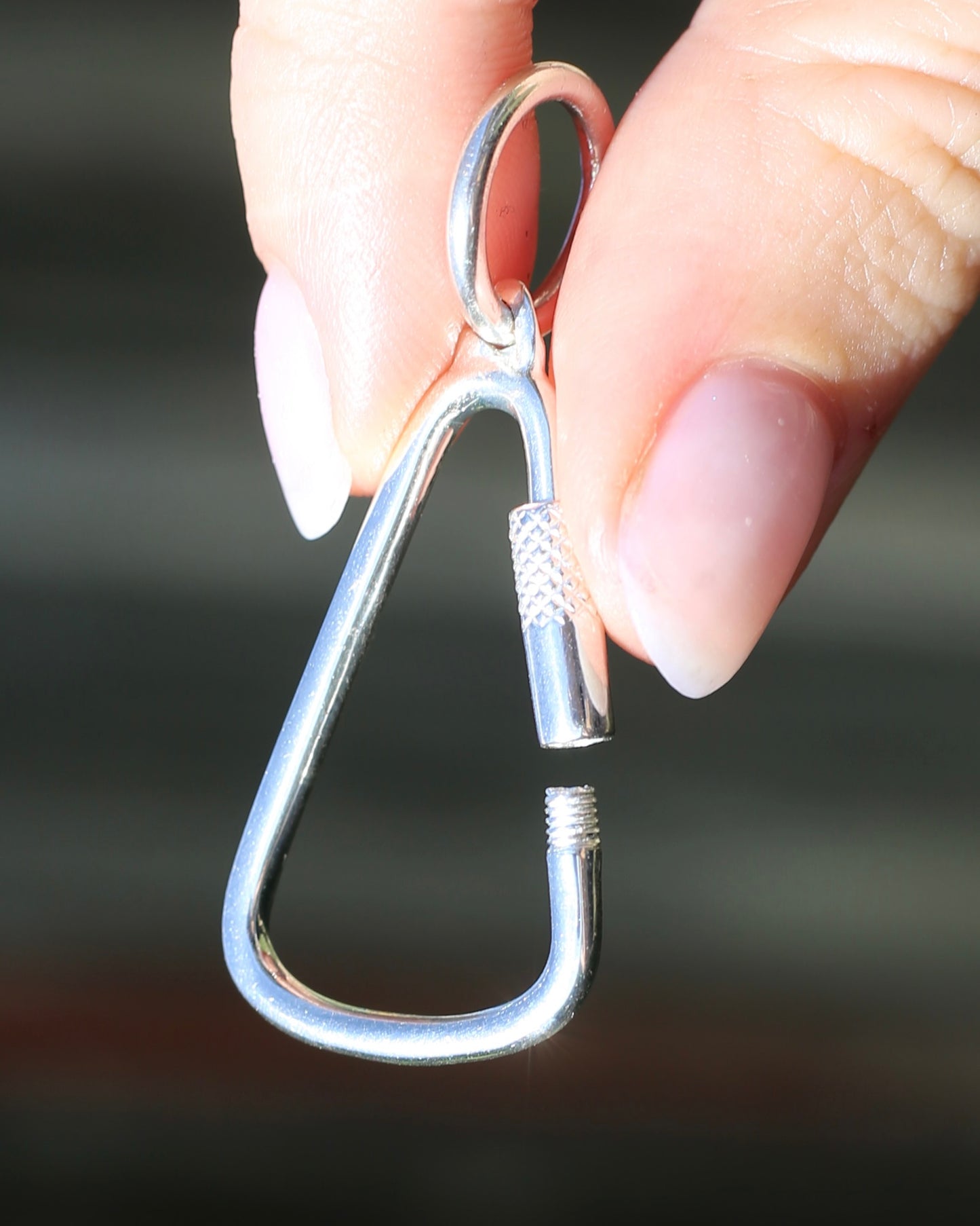 Sterling Silver Carabiner on Chunky Soldered Jump Ring, 5.7-5.9g