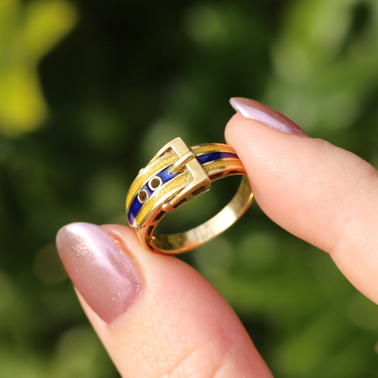 Victorian Enamel Buckle Ring size N1/2 or 7