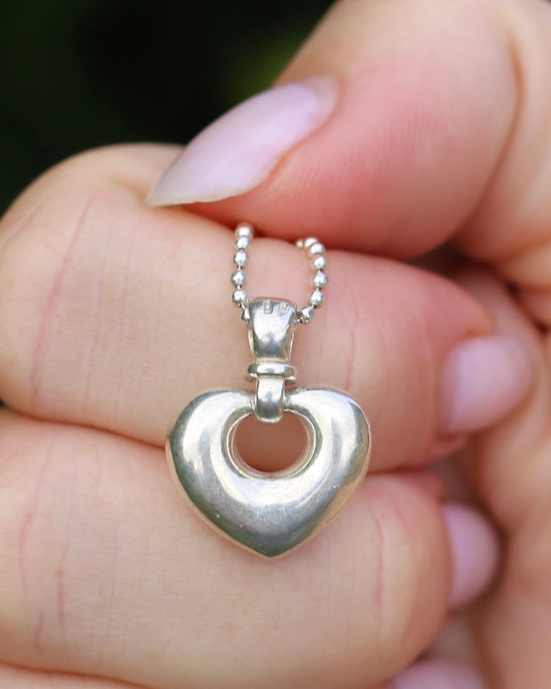 Vintage Italian Made Sterling Silver Heart Pendant, 6.44g