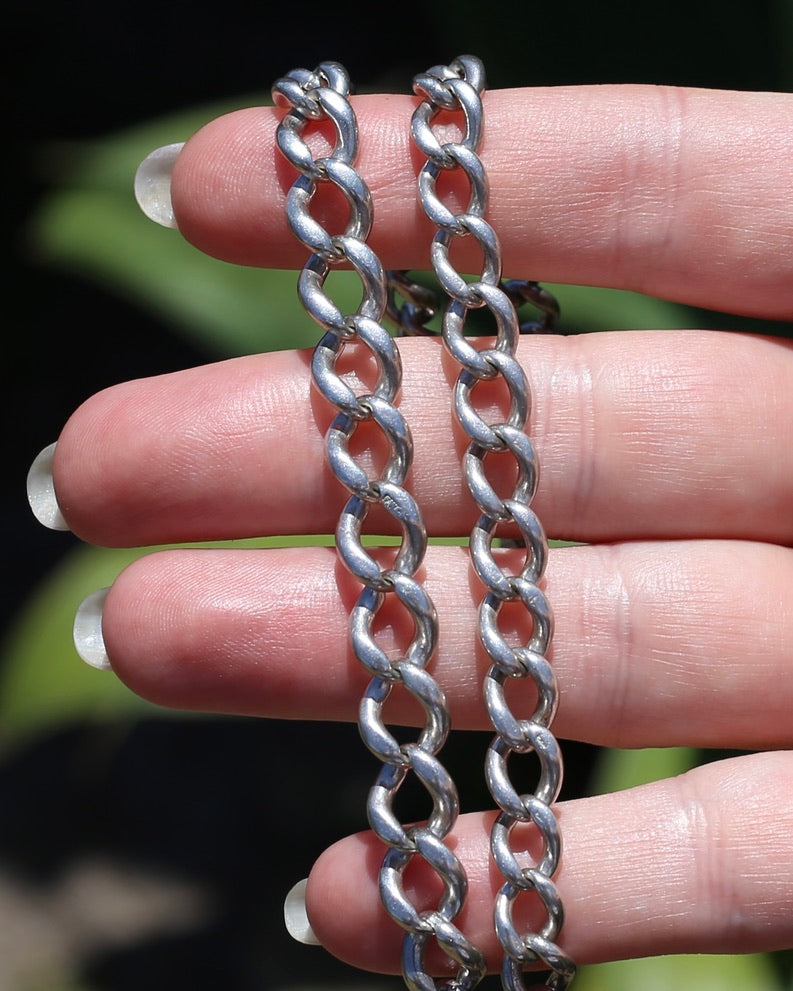 Birmingham Made 1903 Sterling Silver Watch Chains, Fob and T-bar, 47cm or 18.5 inches, 52,6g