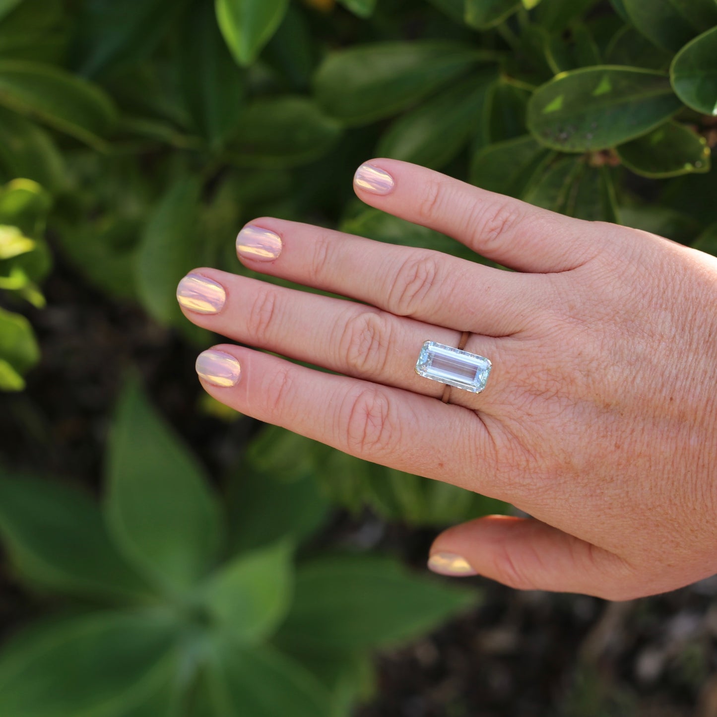 8.46ct Rectangular Step Cut Aquamarine in Hand Made French 18ct White Gold, size U1/2 (offering a free re-size on this)