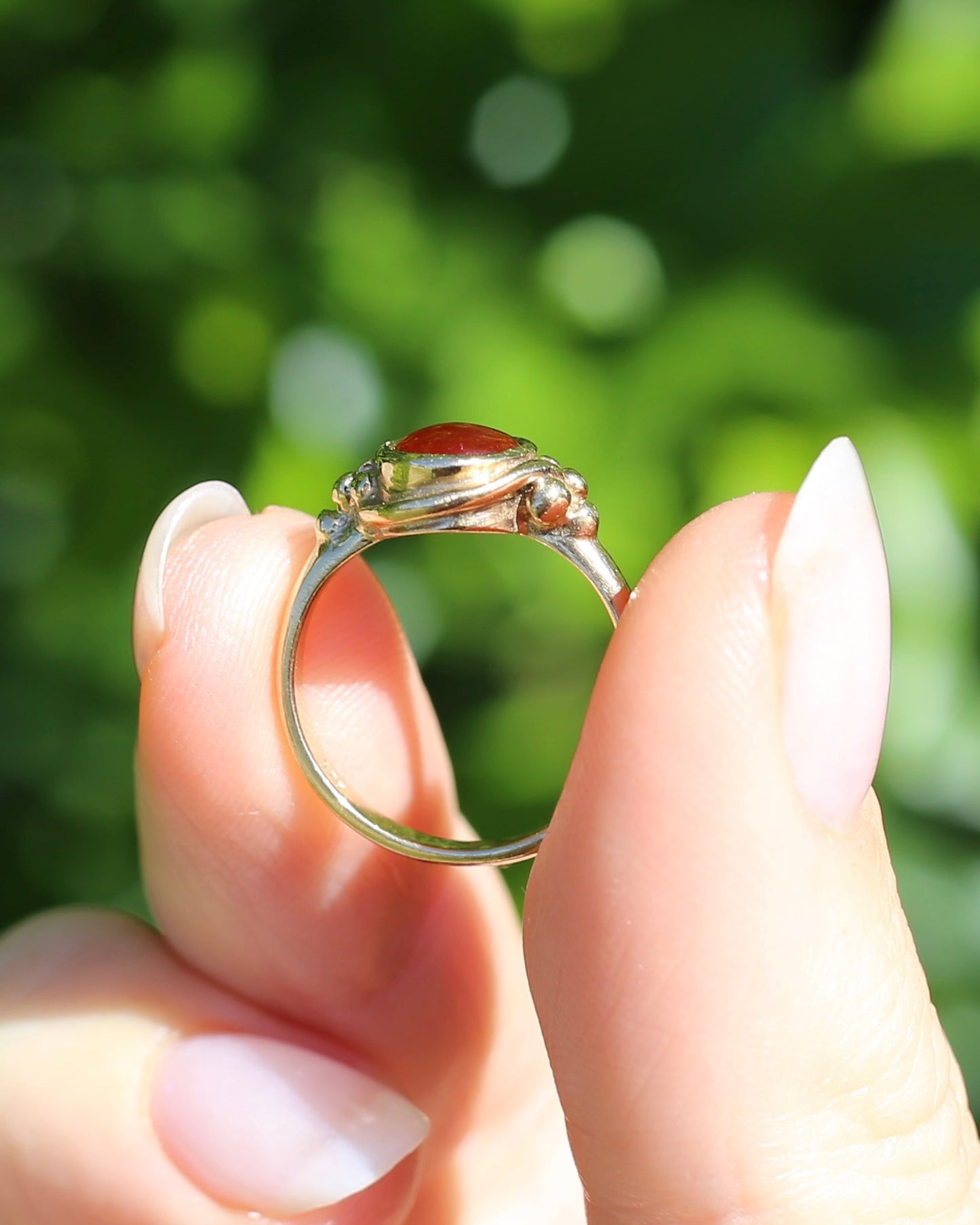 Bezel Set Carnelian Cabochon Signet Type Ring, 9ct Yellow Gold, size I1/2 or 4.5