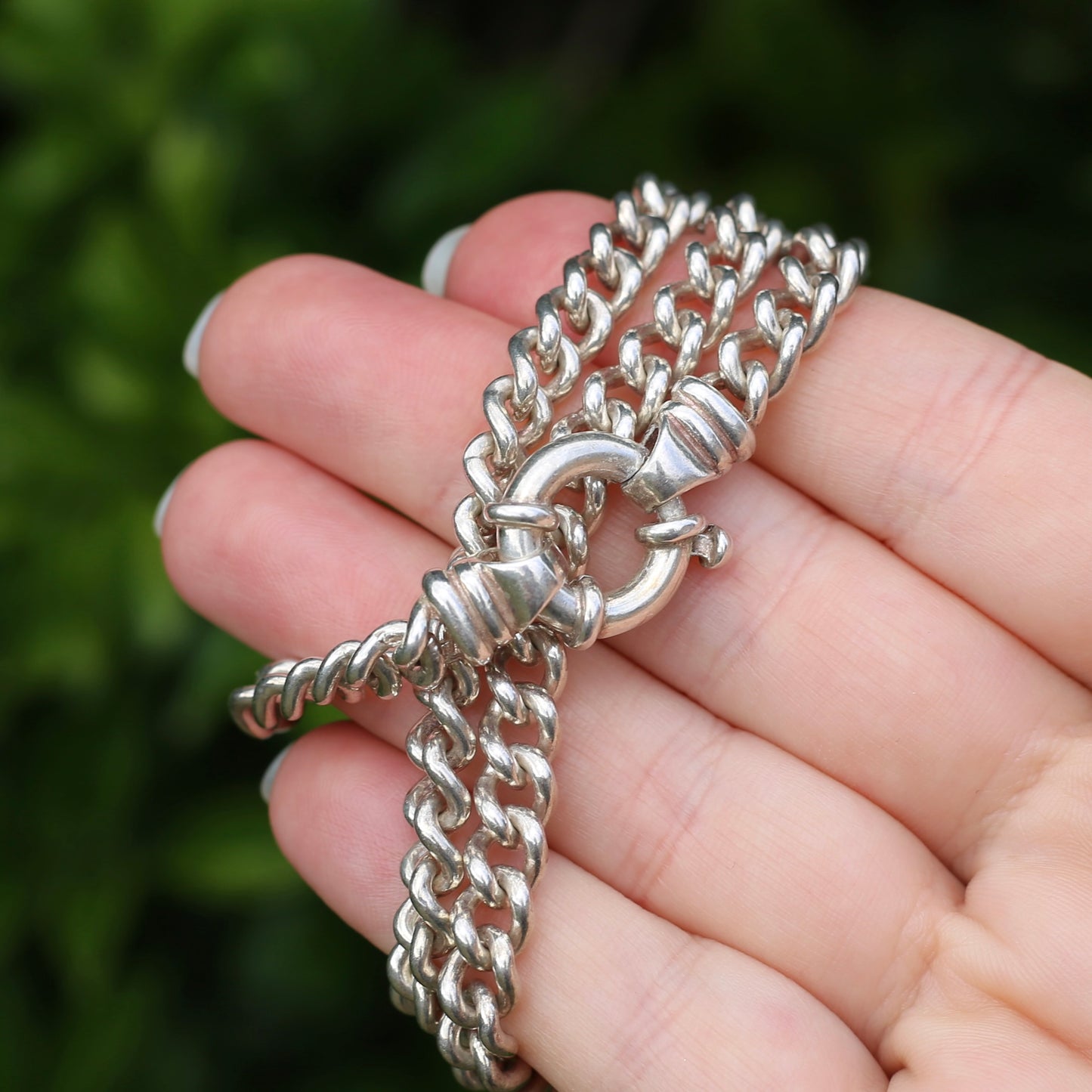 Silver Curb Chain with Italian Bolt Clasp, 45cm, 52.1g