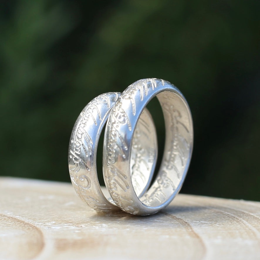 Lord of the Rings Rings - One Ring to Rule Them All, Sterling Silver, size 7.5 or P and size 10.25 or U1/2