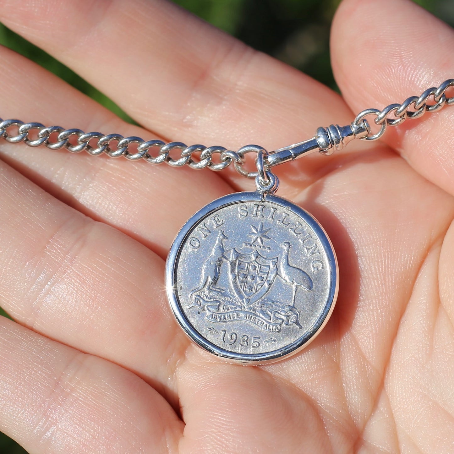 Australian Sterling Silver Shilling Pendants 1928 1931 and 1935, in Silver Bezel Frames, 6.6g