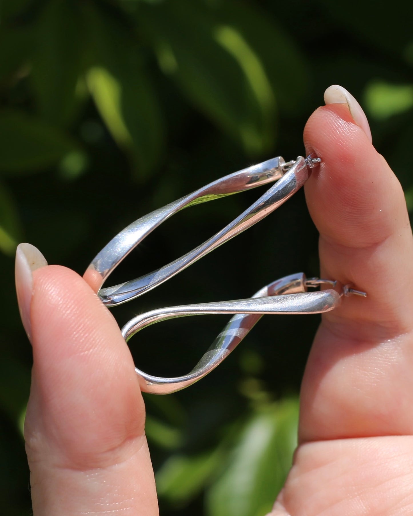 Italian Made Silver Hollow Infinity Hoop Earrings, Sterling Silver, 4.3g