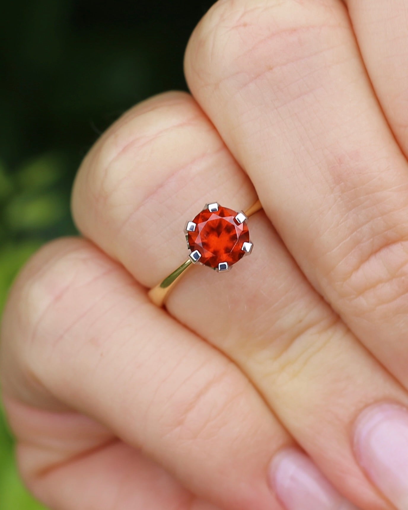 East African 1.28ct Vivid Orange Spessartite Garnet, Vintage 18ct Mixed Metal Setting, size L or 5.75 with valuation