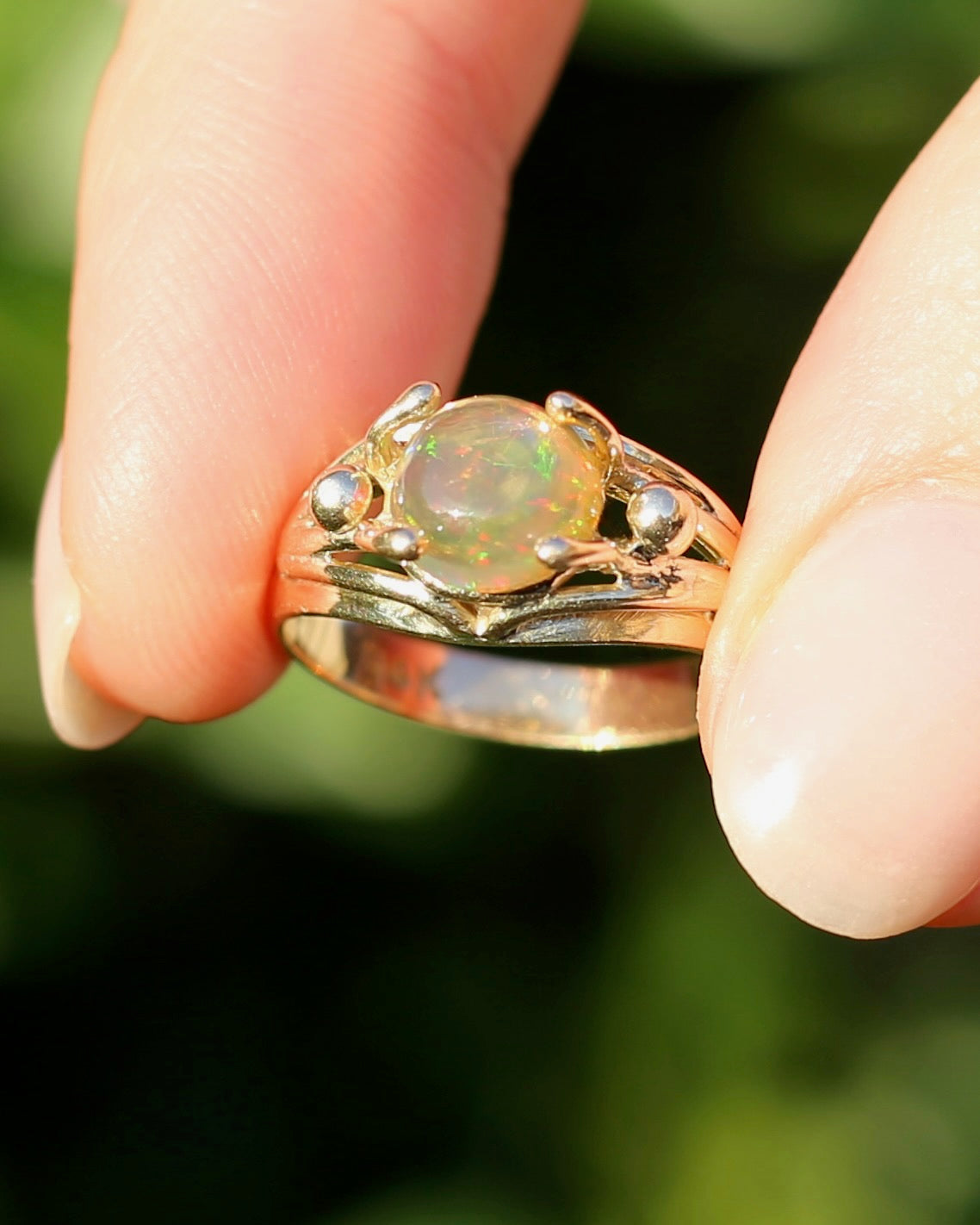 Mexican Opal Cabochon Ring, 14ct Yellow Gold, size 6 or L1/2
