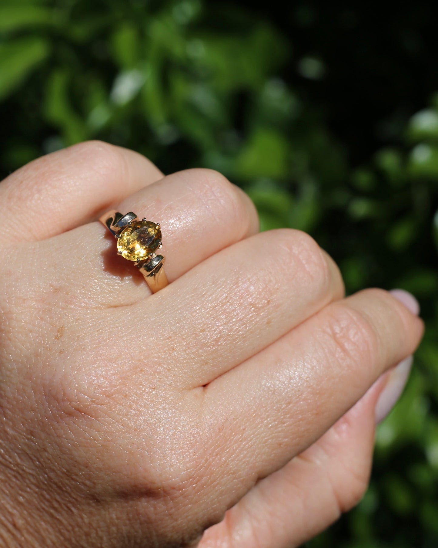 Vintage Hand Cut Oval Citrine Ring, 9ct Yellow Gold, size P or 7.5