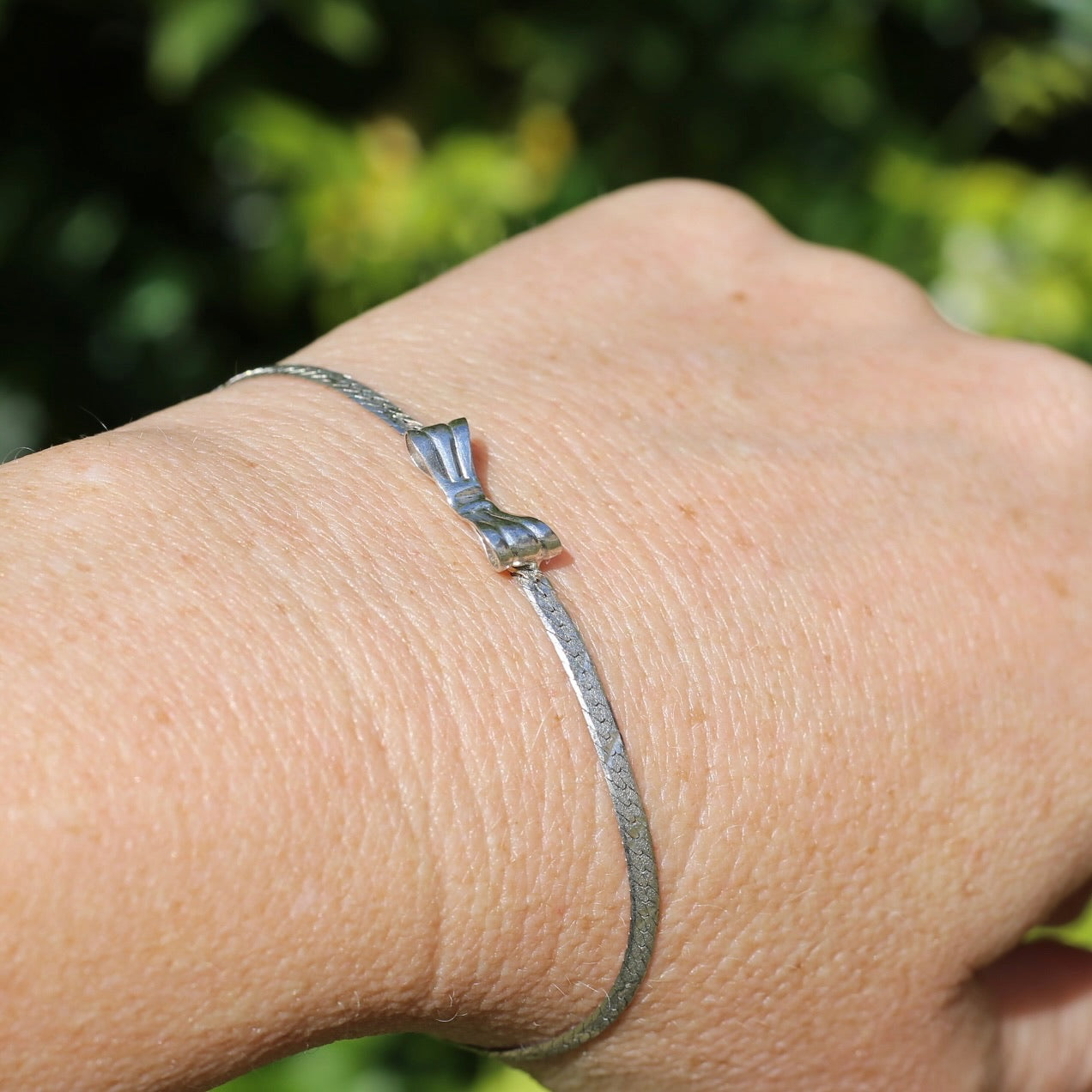 Vintage Bow Serpentine Neckalce and Bracelet, Sterling Silver