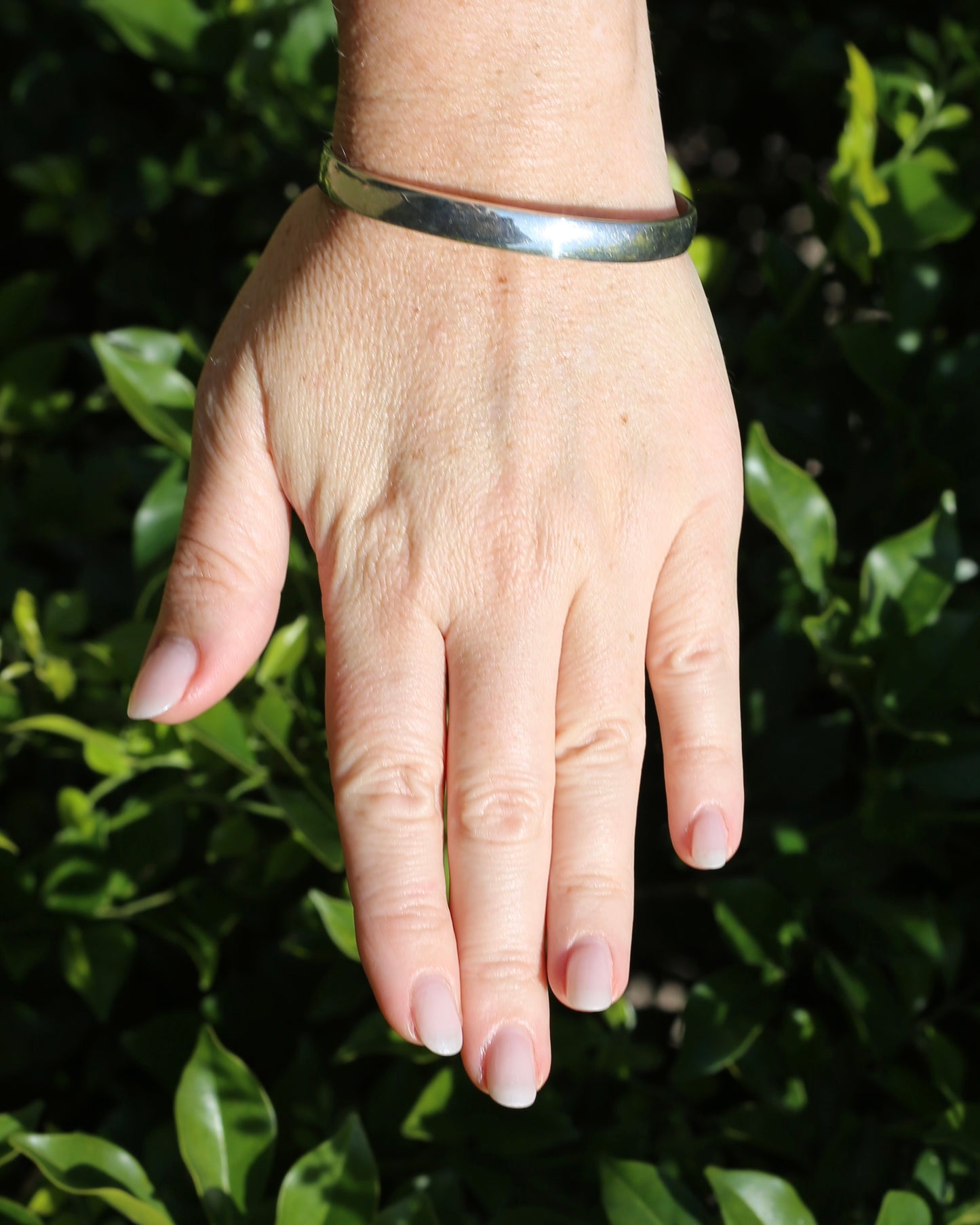 Solid Silver Half Round 7.5mm Wide Round Bangle, 26g