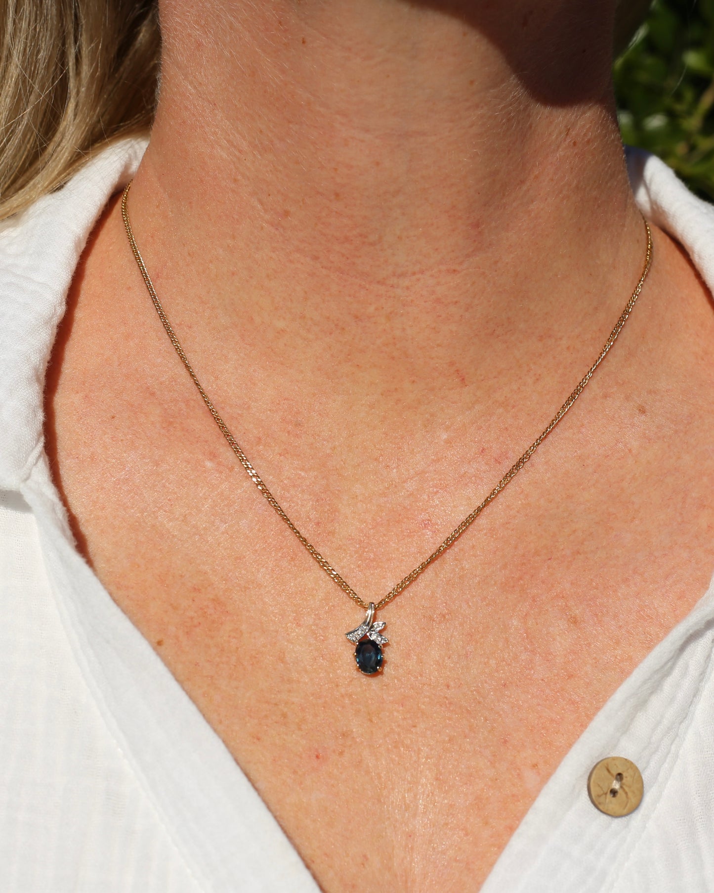 Approx 1.2ct Natural Sapphire and Single Cut Diamond Pendant, 1.1g
