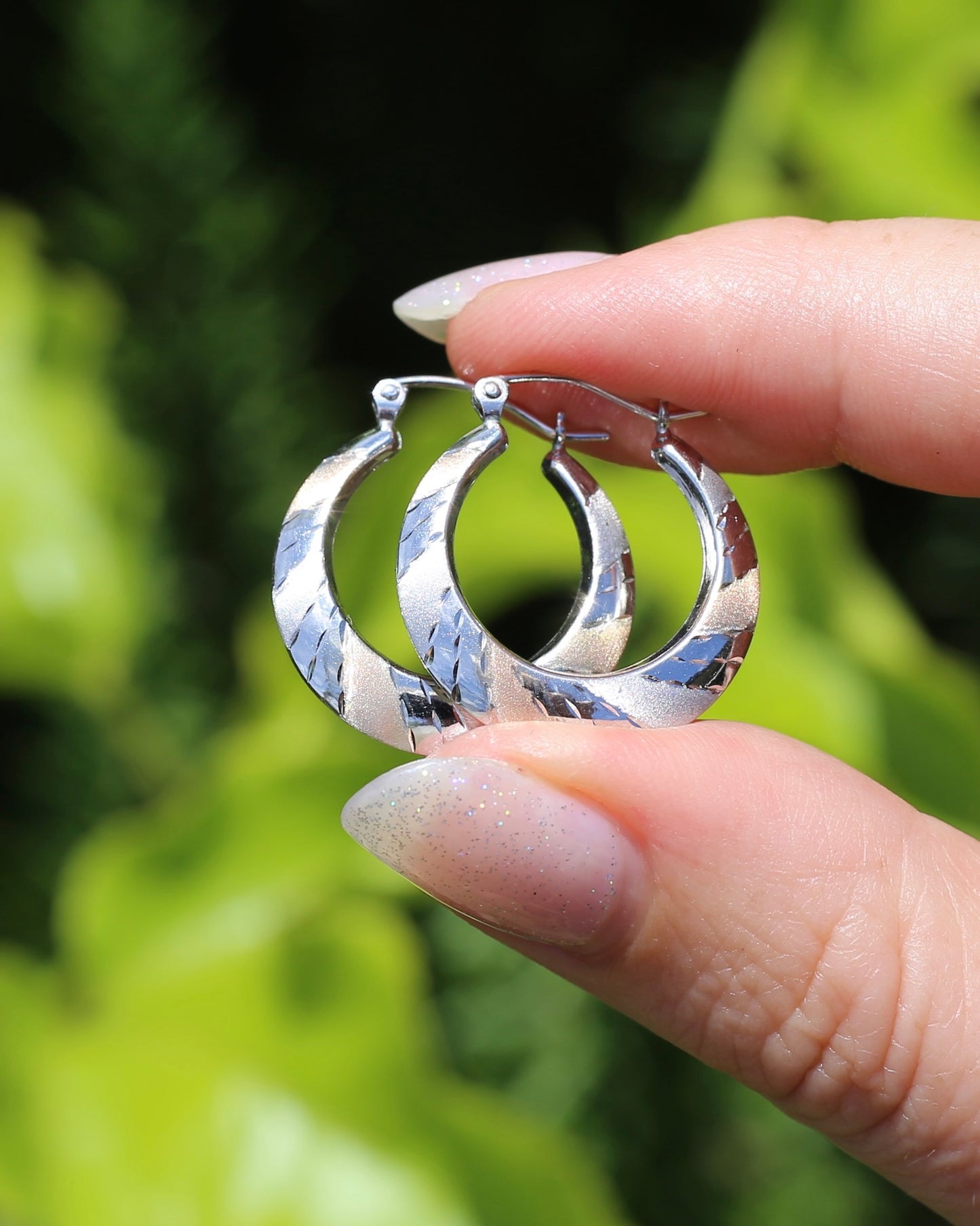 Silver and 10% Gold Hoops, Sterling Silver, Rose and White Gold, 22mm, 1.69g