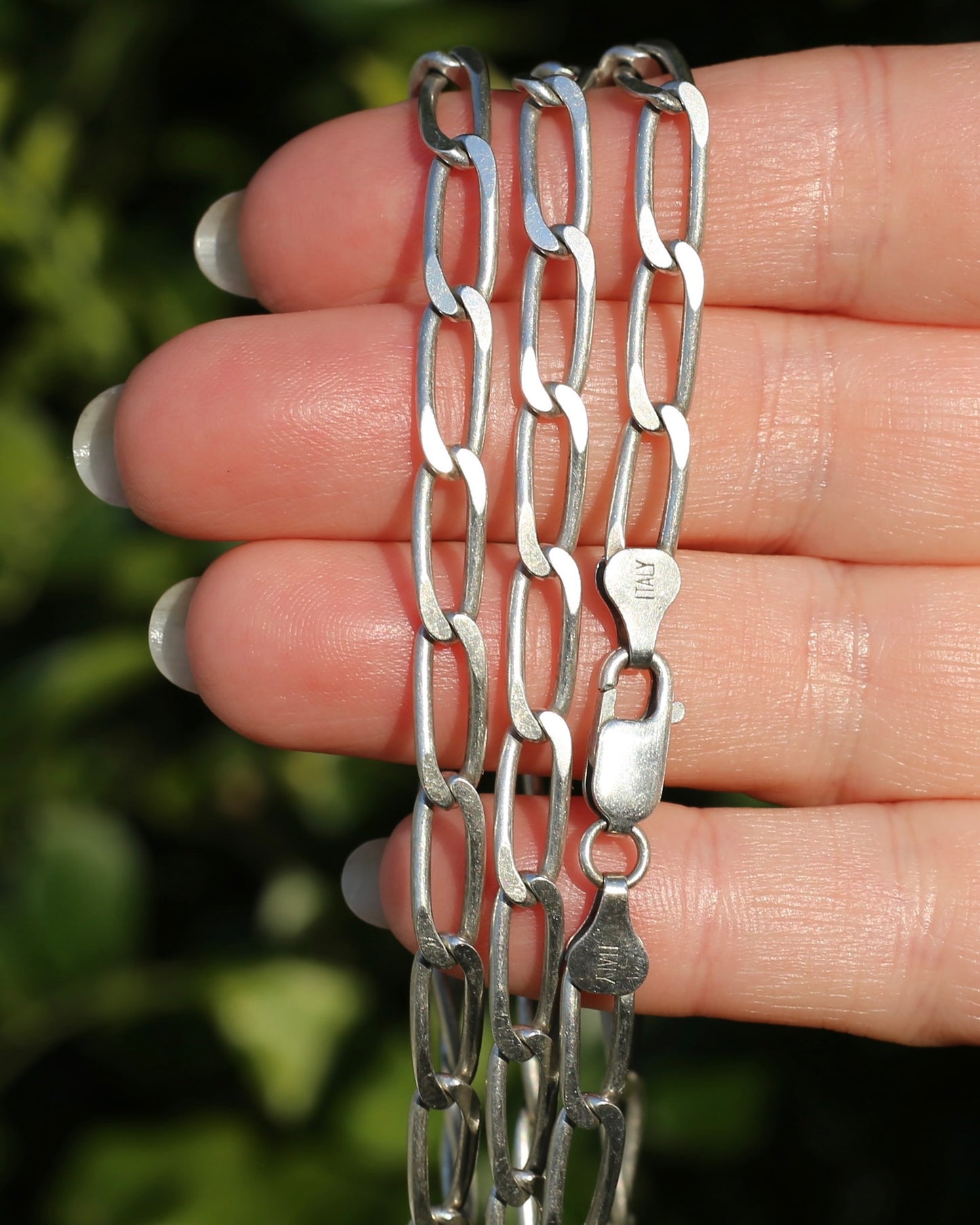Italian Made Oval Curb Link Silver Chain, Paperclip Feels, 27.52g, 72cm