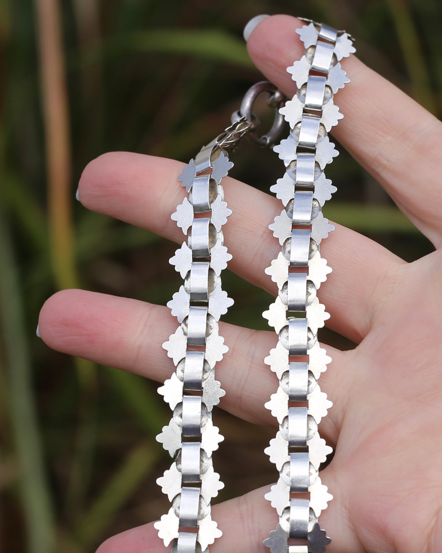 Antique Victorian Floral Book Chain, Silver, 45cm or 7.75 inches, 22.43g