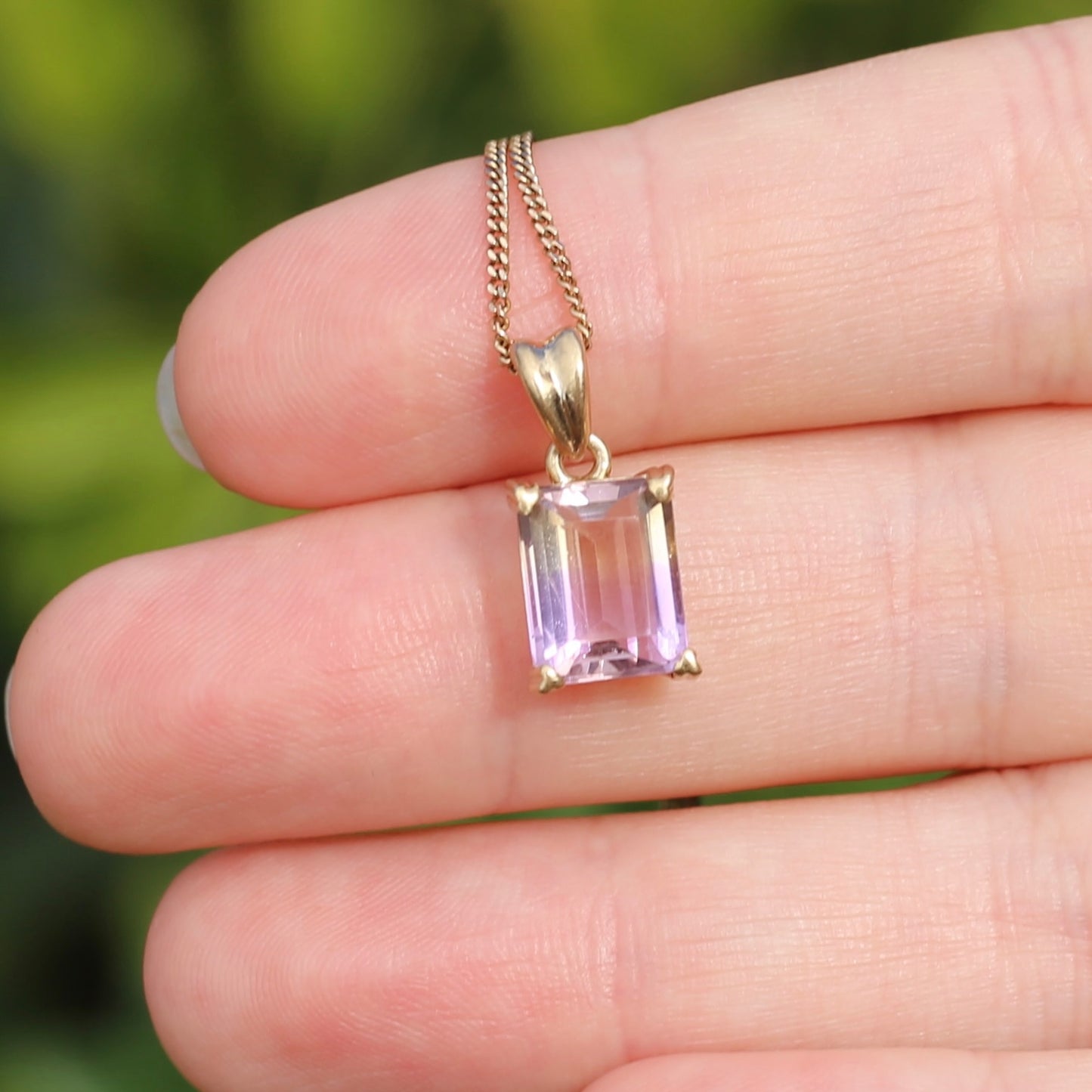 Emerald Cut Ametrine Pendant, 9ct Yellow Gold, 1.92g