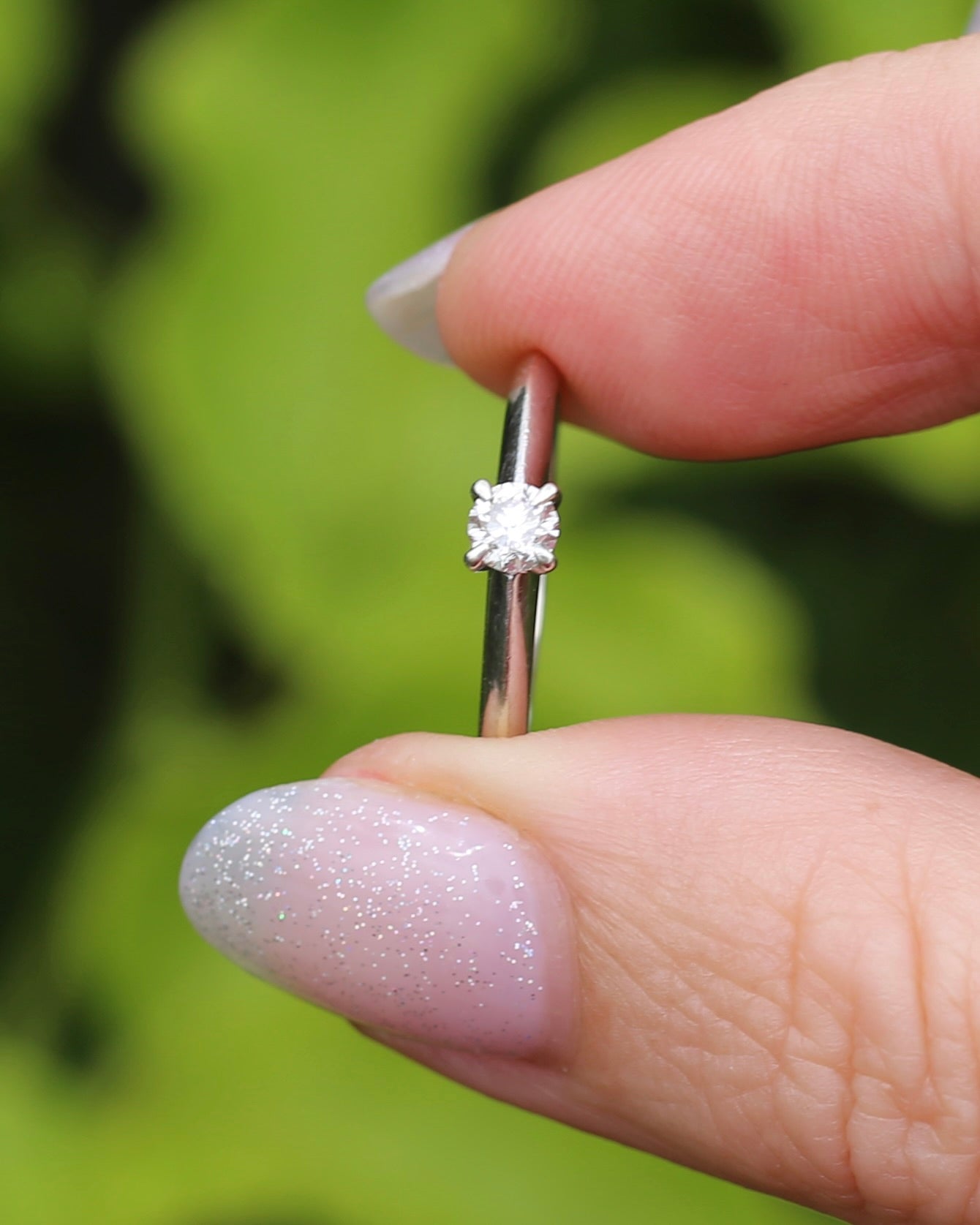 0.2ct Natural Diamond Solitaire, Talon Claw Set, 9ct White Gold, size 5 or J1/2, 2.2g