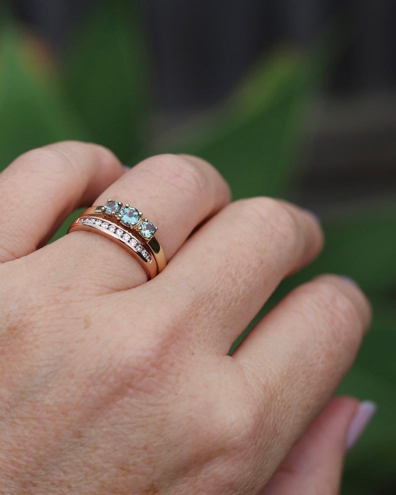 0.3ct Channel Set Natural Diamond Band, 9ct Rose Gold, size 7.25 or just over O, 1.6g