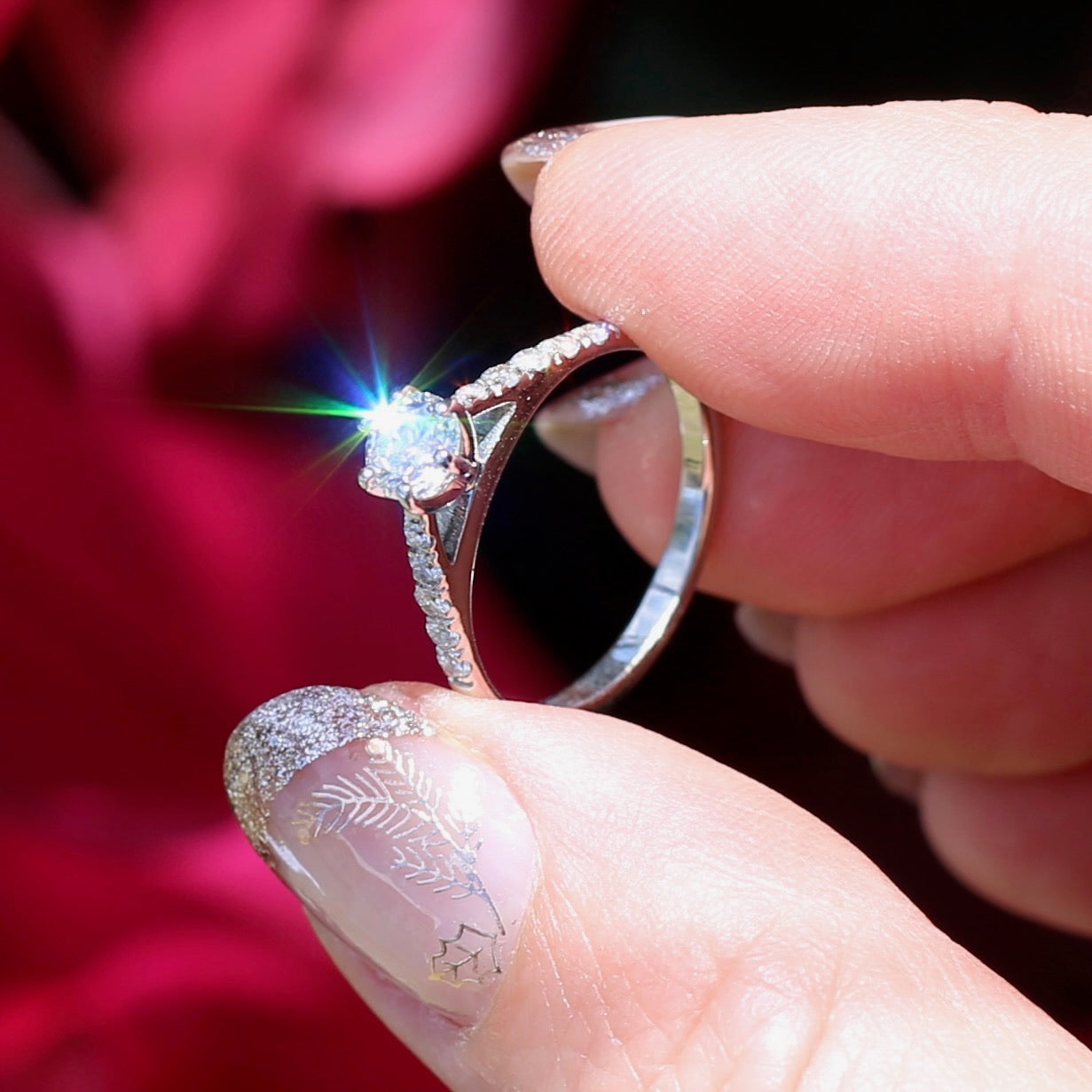 On hold Early Brilliant Cut 0.45ct Diamond Ring, with Grain Set Diamond Shoulders, 18ct White Gold, size 6.5 or M1/2